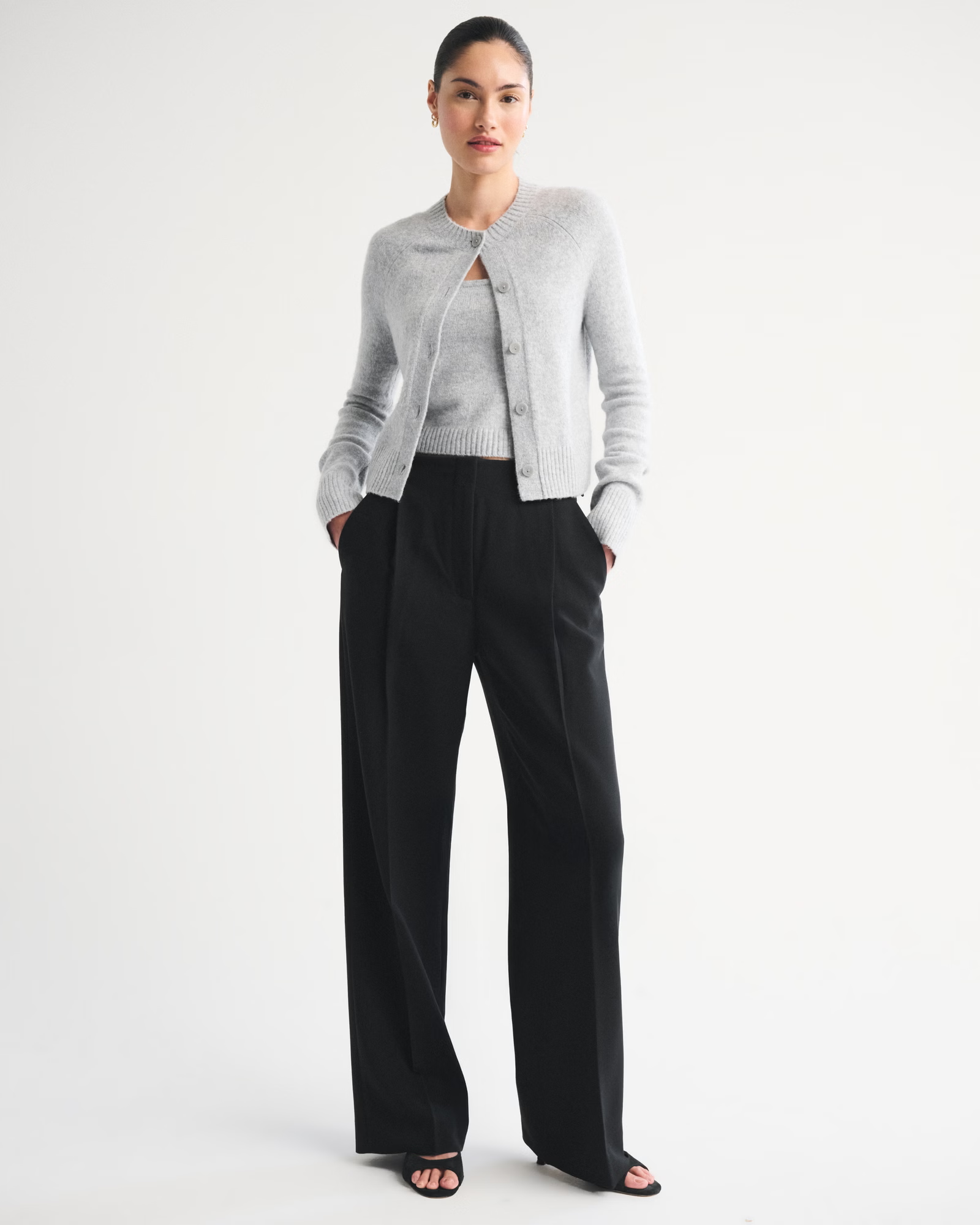 Abercrombie, A&amp;amp;f Sloane Tailored Hardware Wide Leg Pant