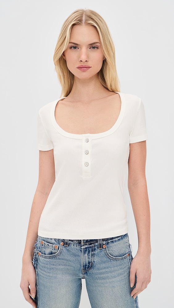 Askk Ny Scoop Neck Henley Tee