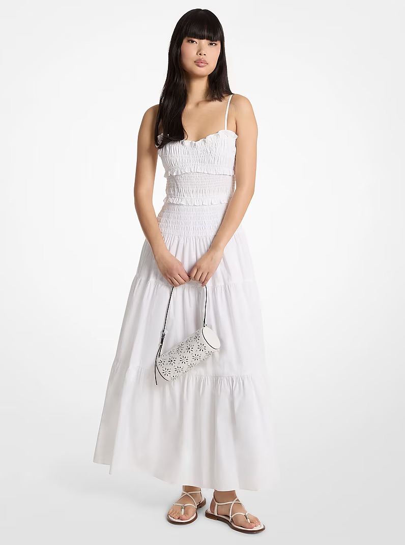 Smocked Cotton Poplin Maxi Dress