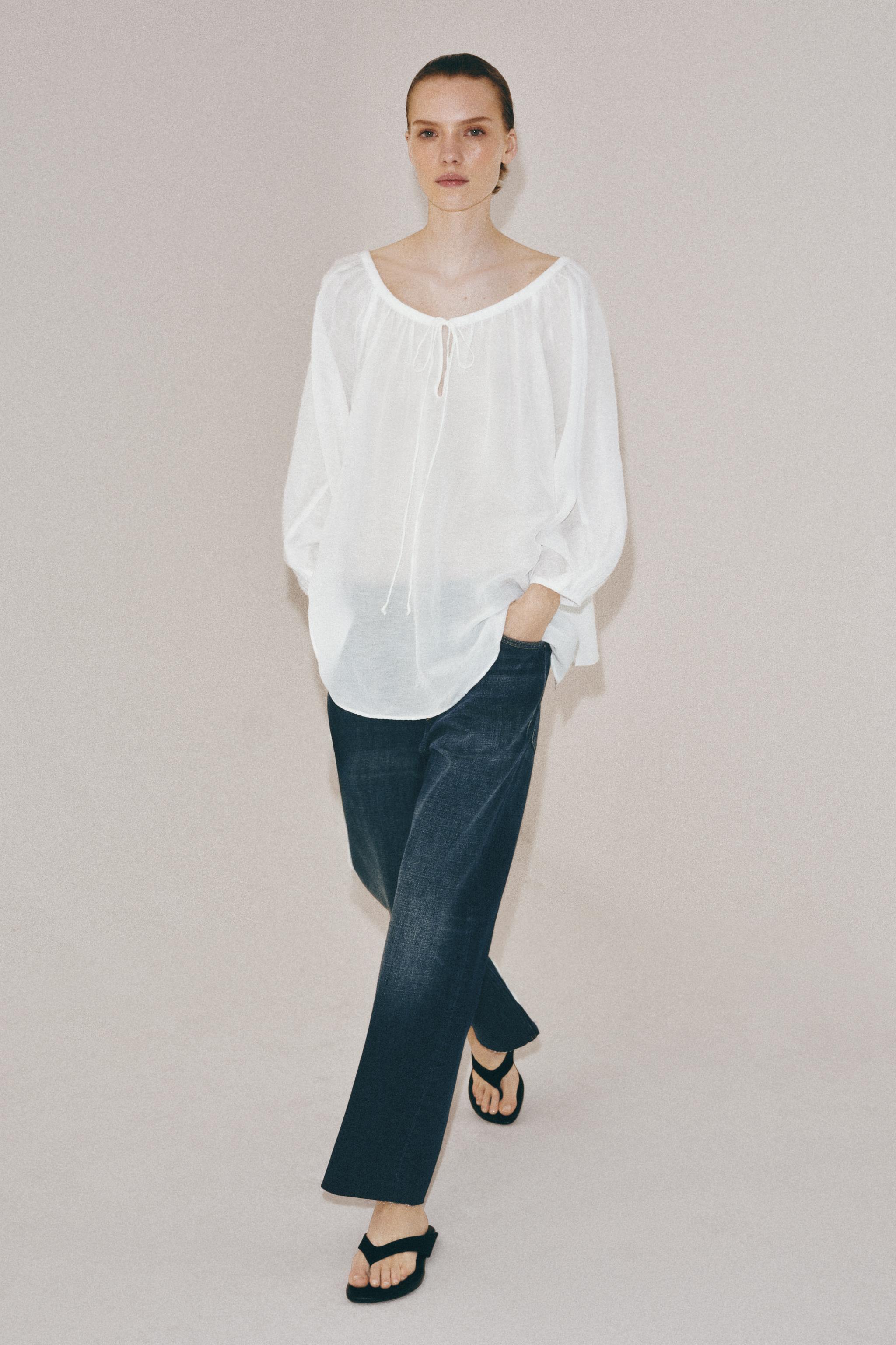 Zw Collection Linen Blend Blouse