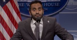 Aziz Ansari Plays Kash Patel on SNL: “I’m the First Indian Person to Suck At Their Job”