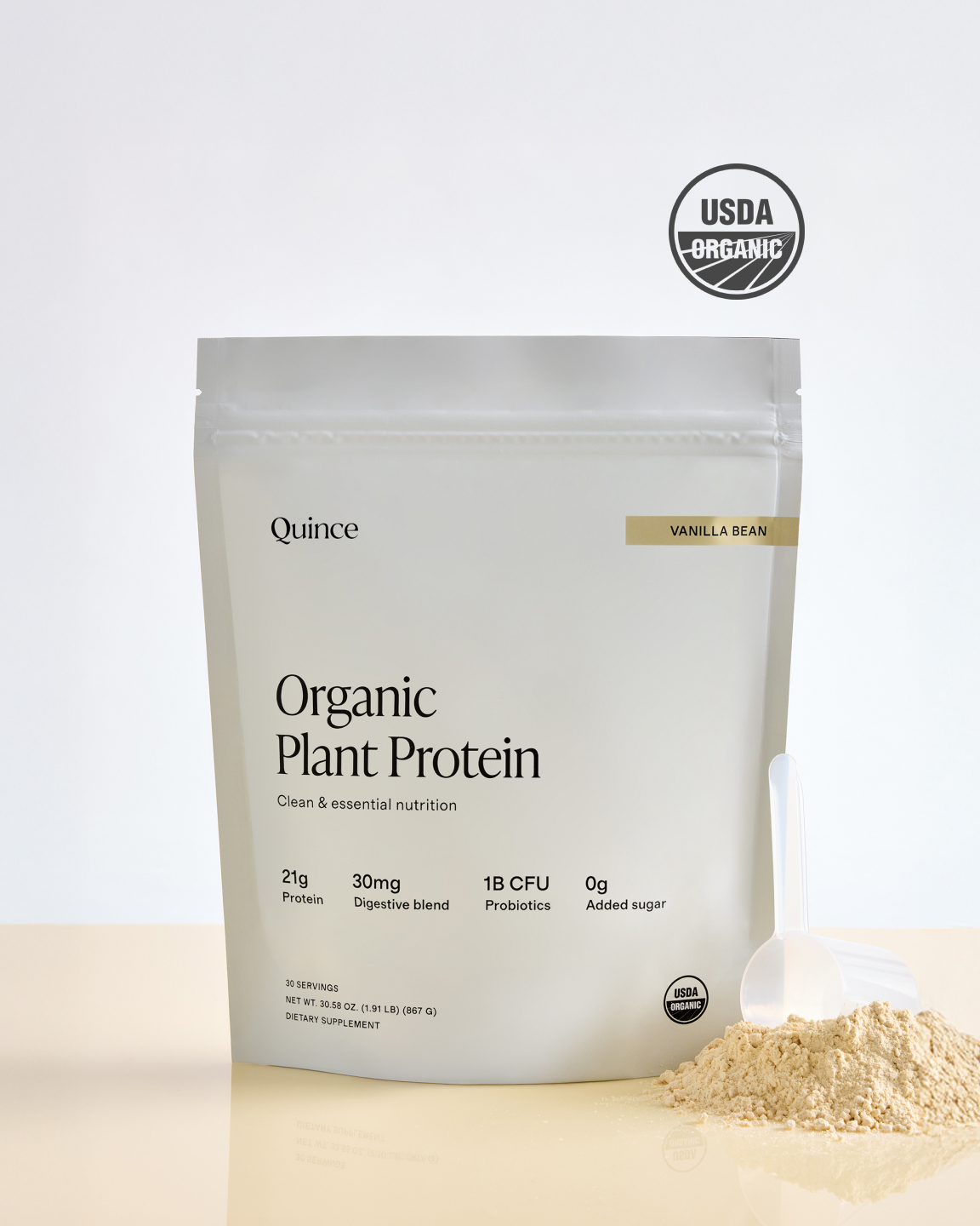 Certified Organic Plant Protein Powder in Vanilla Bean