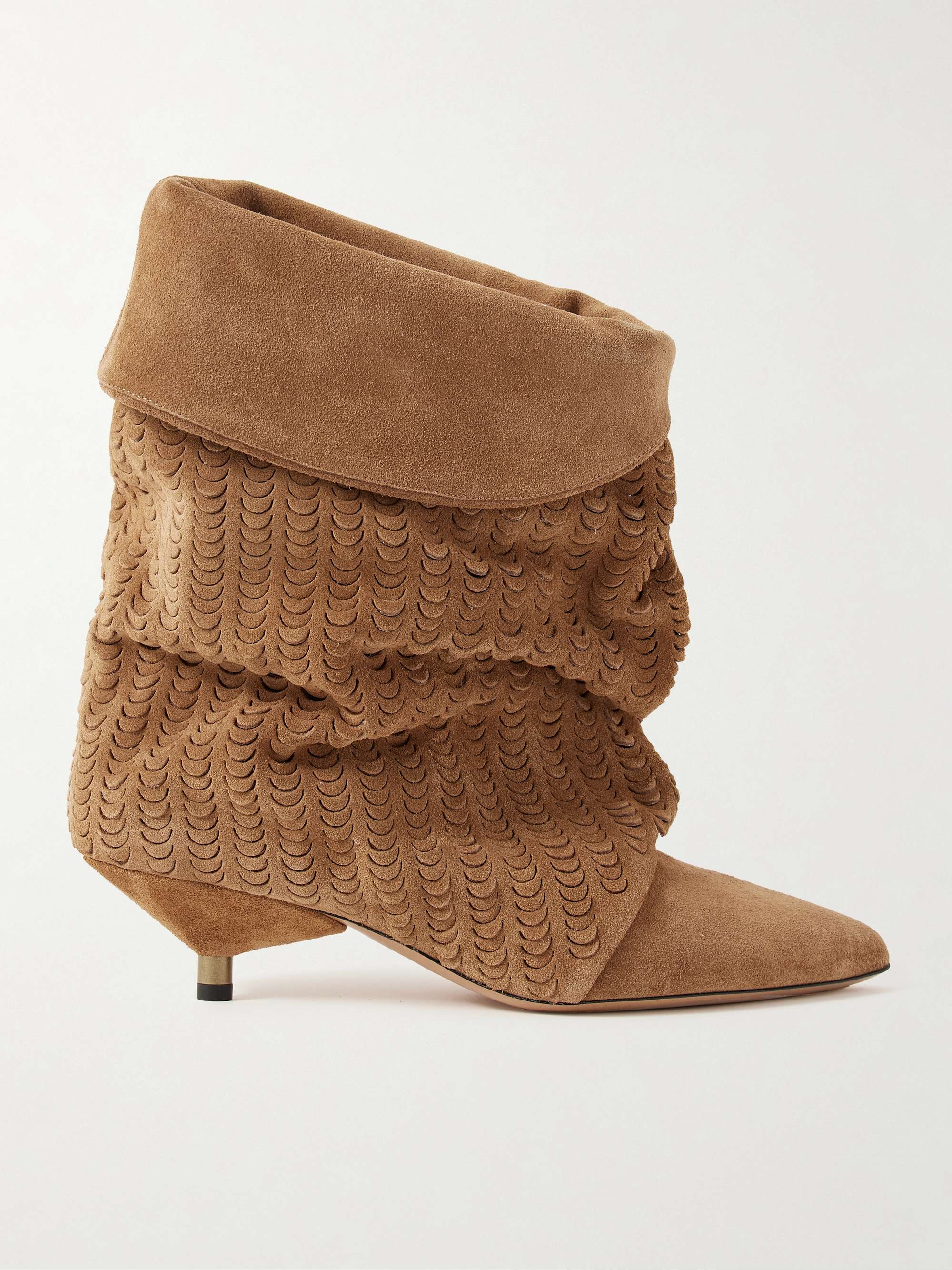 Edrik Gathered Perforated Suede Ankle Boots