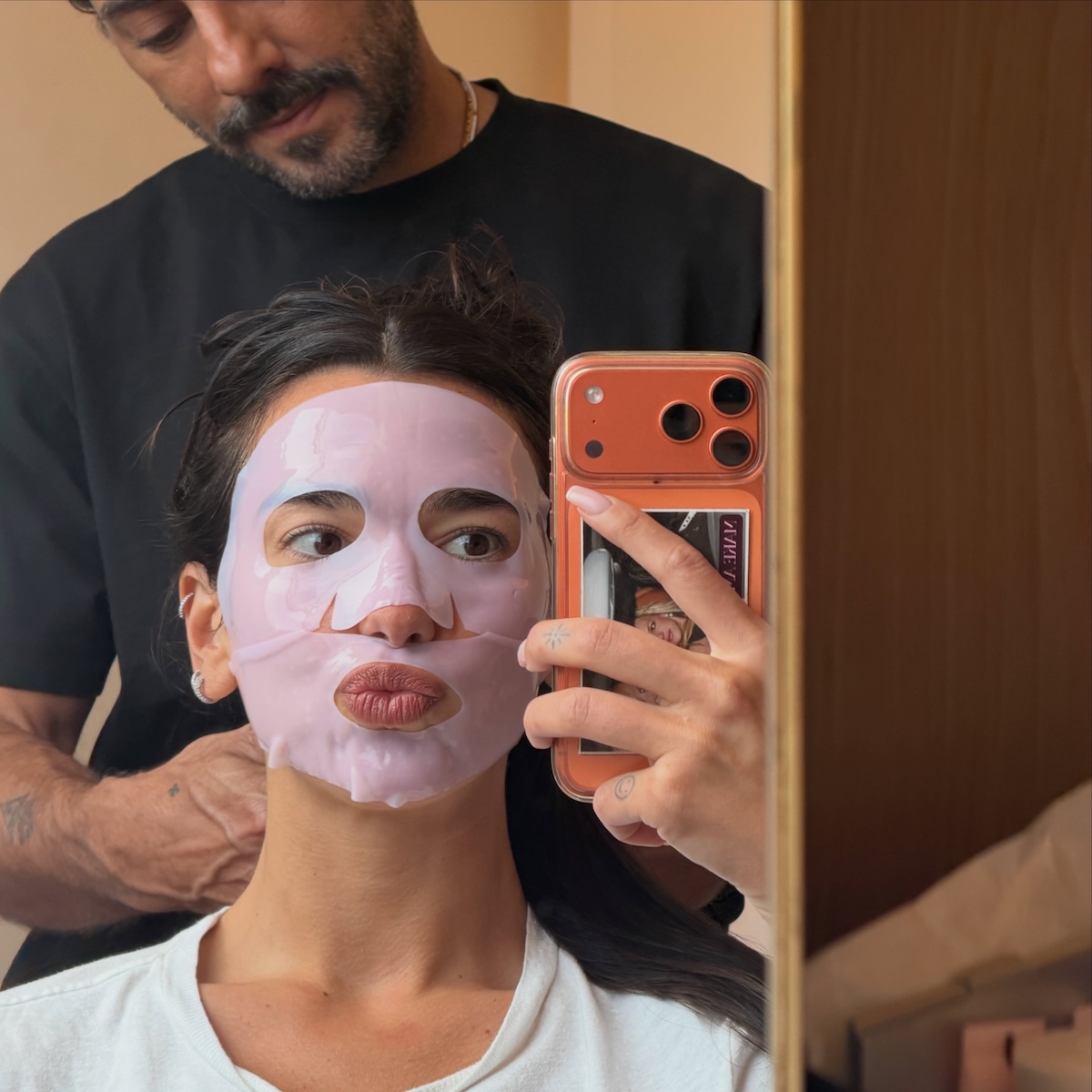 Dua Lipa wearing Medicube PDRN Pink Collagen Gel Mask
