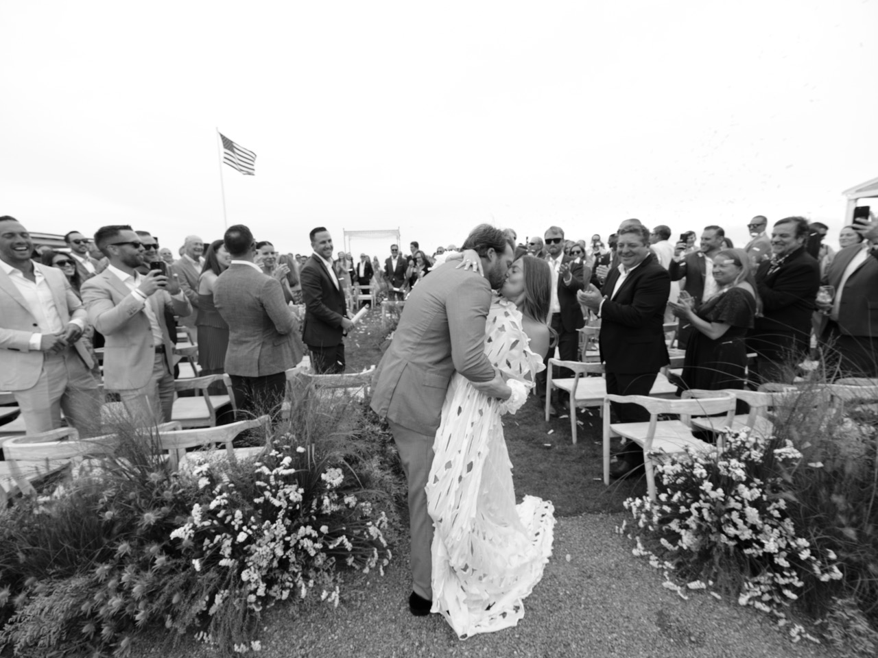 Samantha Greenberg wearing a vintage Vivienne Westwood gown at her wedding.