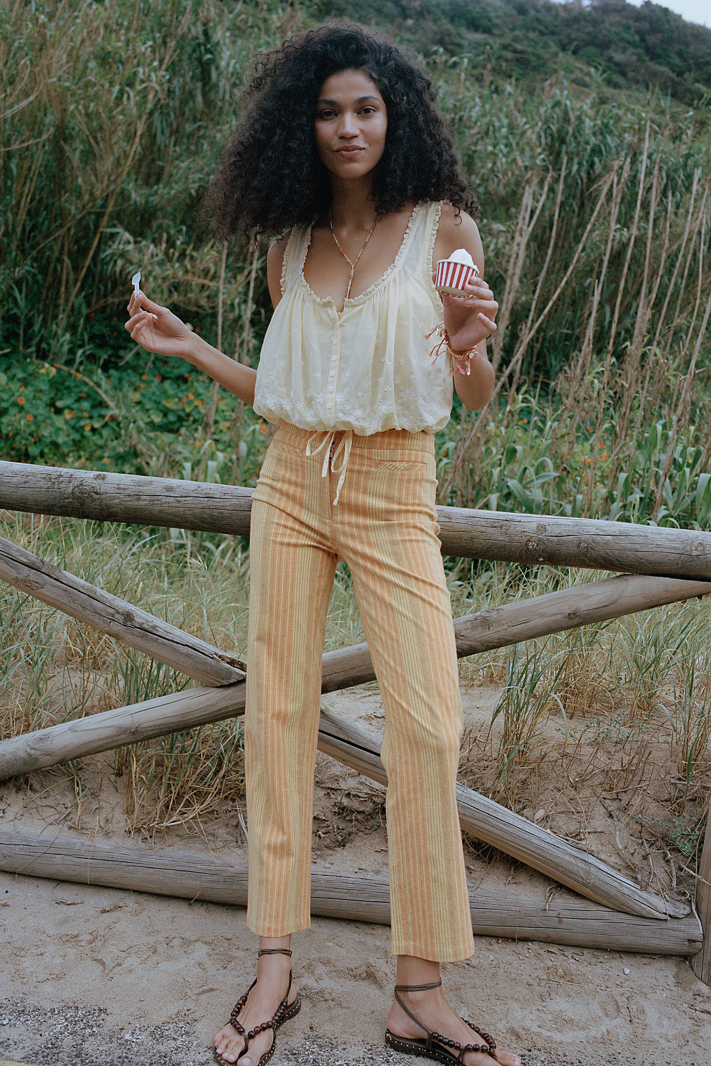 Free People , Cherry Scallop Top