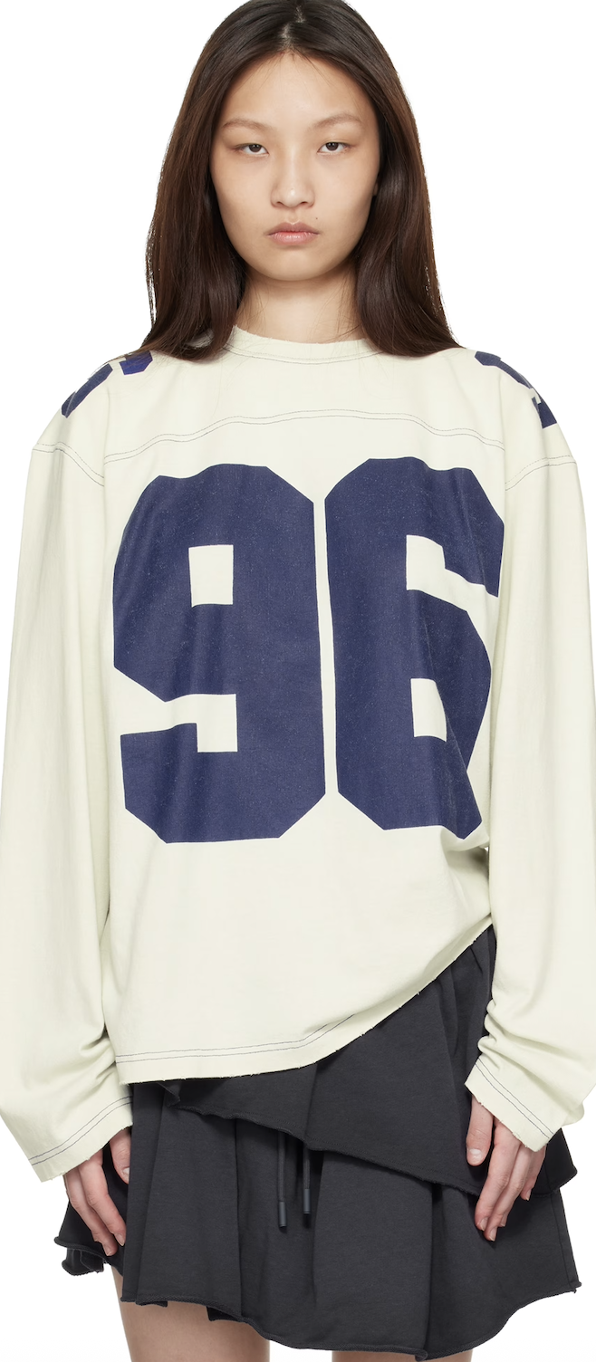 Ssense , Acne Studios Off-White Logo Jersey T-shirt