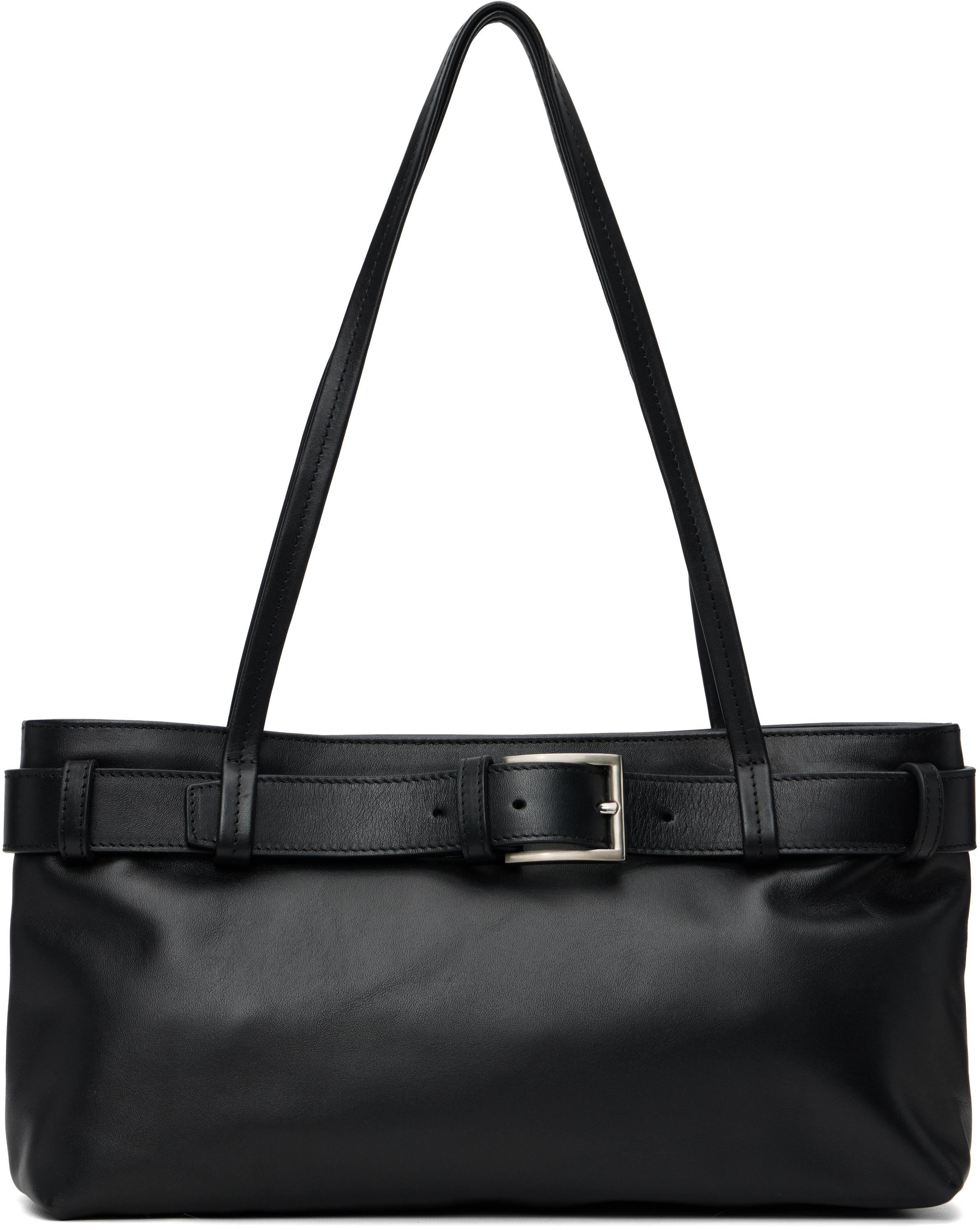 Black Belt Detail Baguette Bag