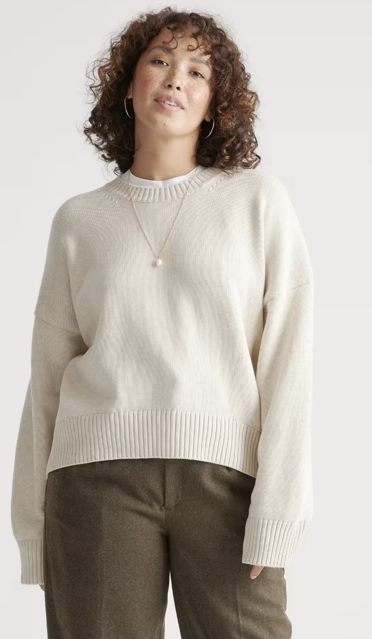 Quince, 100% Organic Cotton Boyfriend Crew Sweater