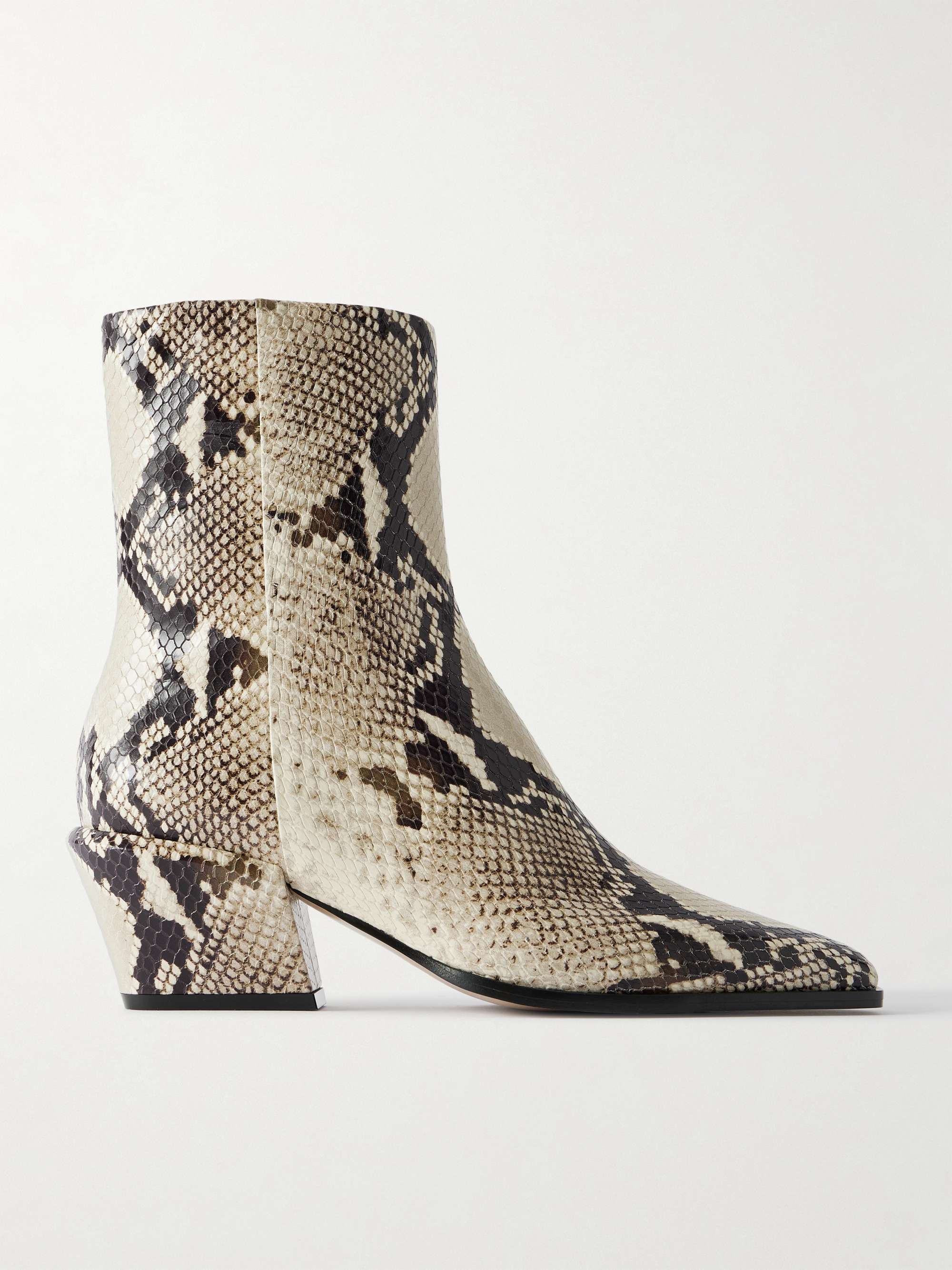 Bettina Snake-Effect Leather Ankle Boots