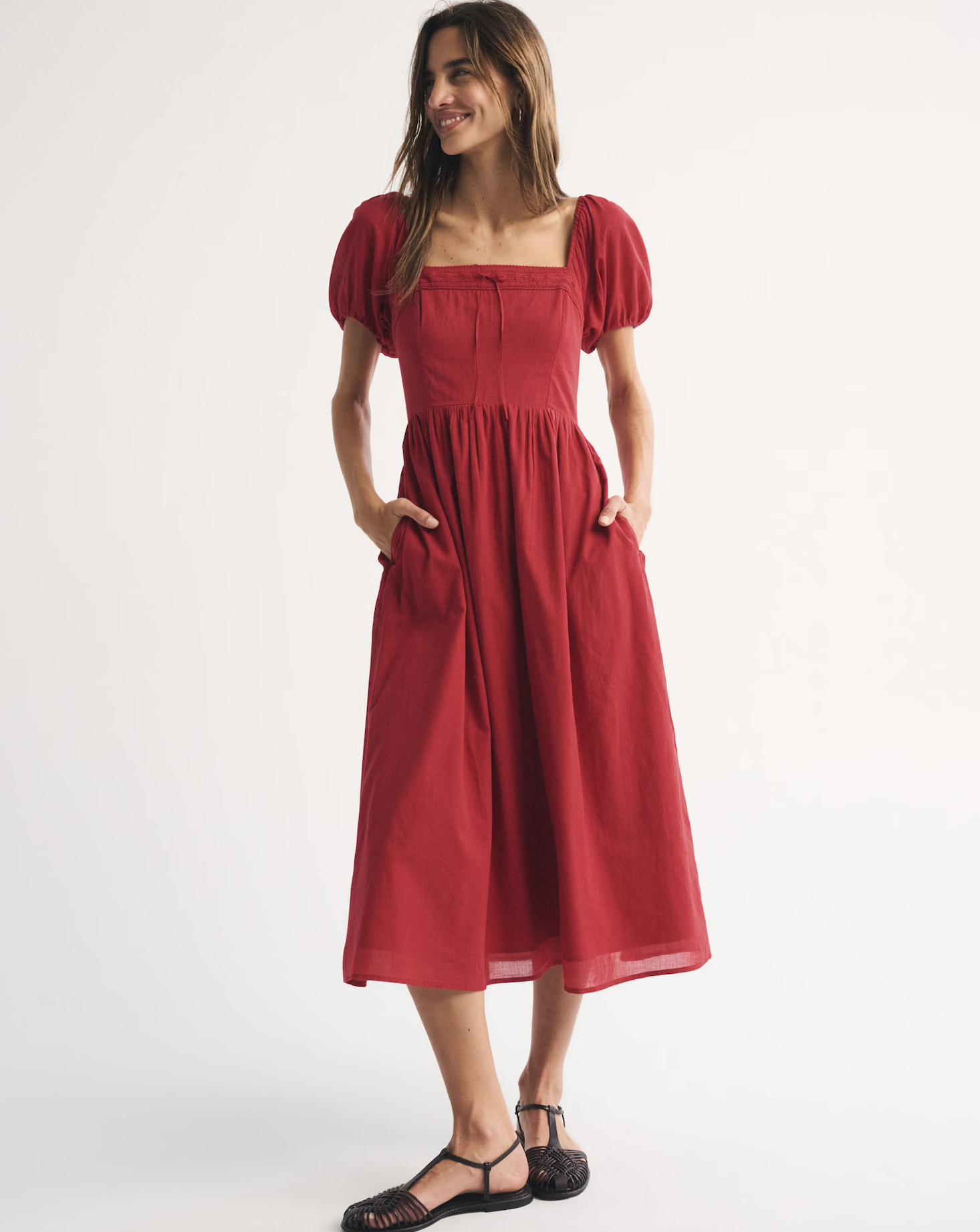 A&amp;amp;f Emerson Puff Sleeve Midi Dress