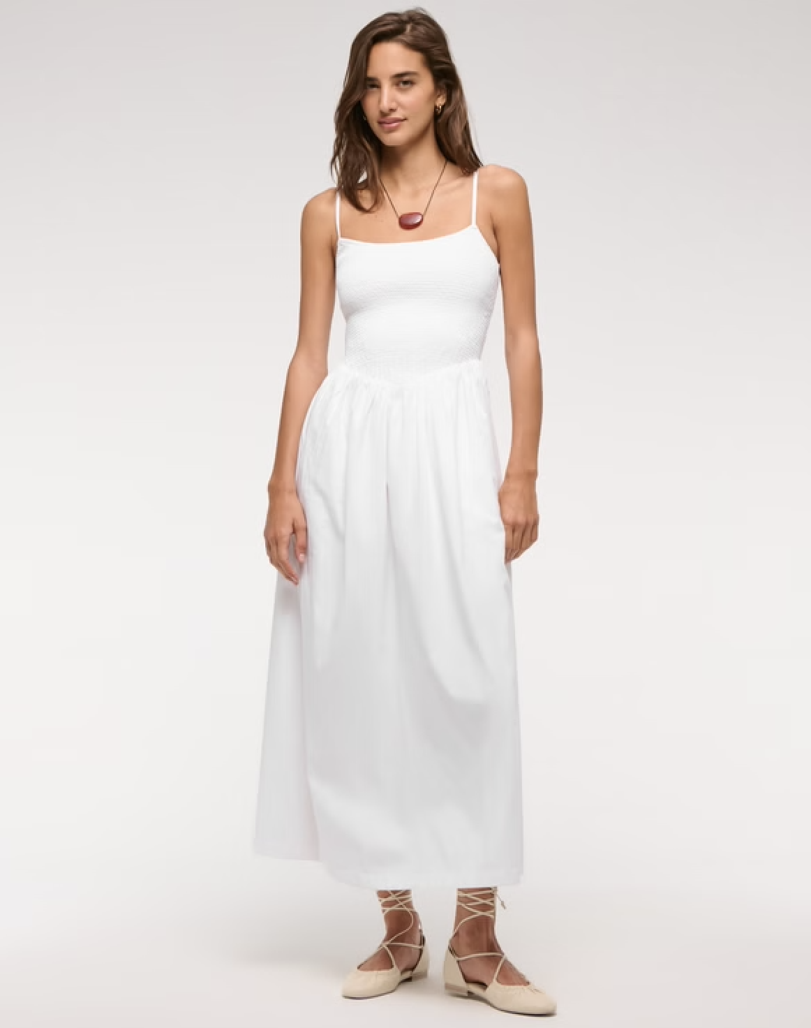 A&amp;amp;f Sydney Smocked Dipped-Waist Midi Dress