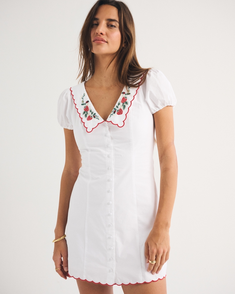 Short-Sleeve Collared Mini Dress