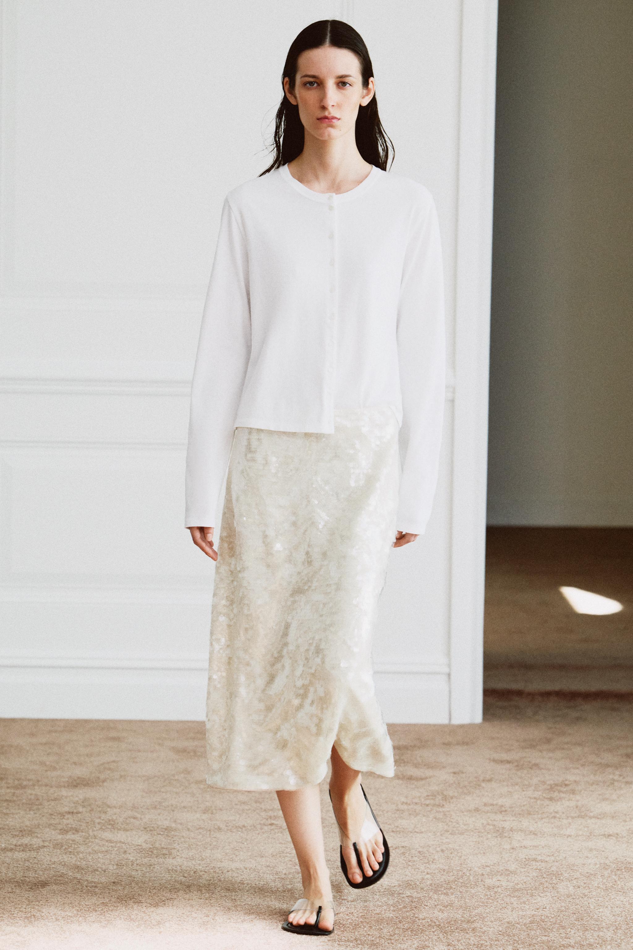 Zw Collection Sequin Midi Skirt