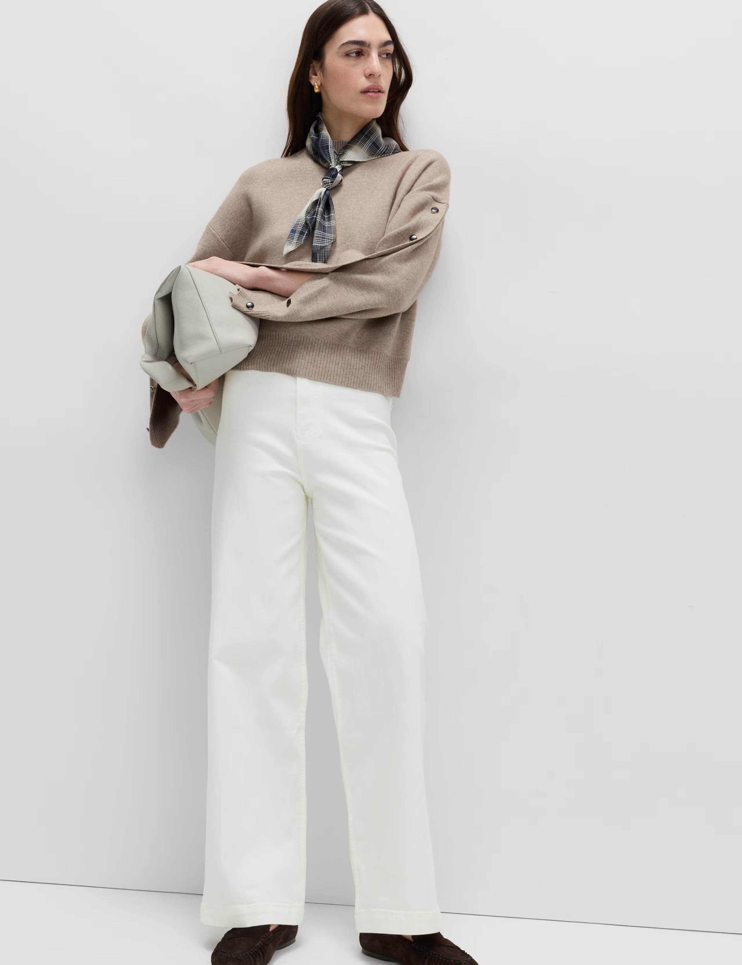 High Waisted Wide Leg Ankle Grazer Jeans
