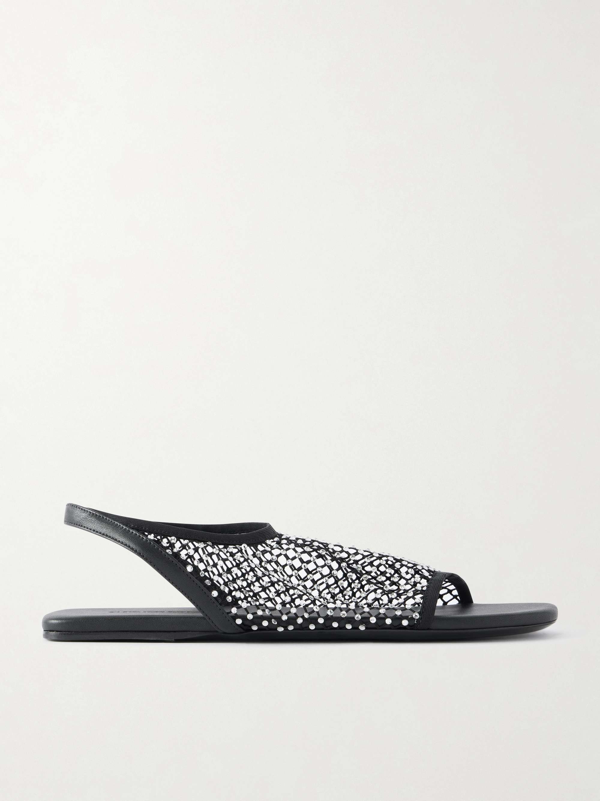 Minette Crystal-Embellished Leather Sandals