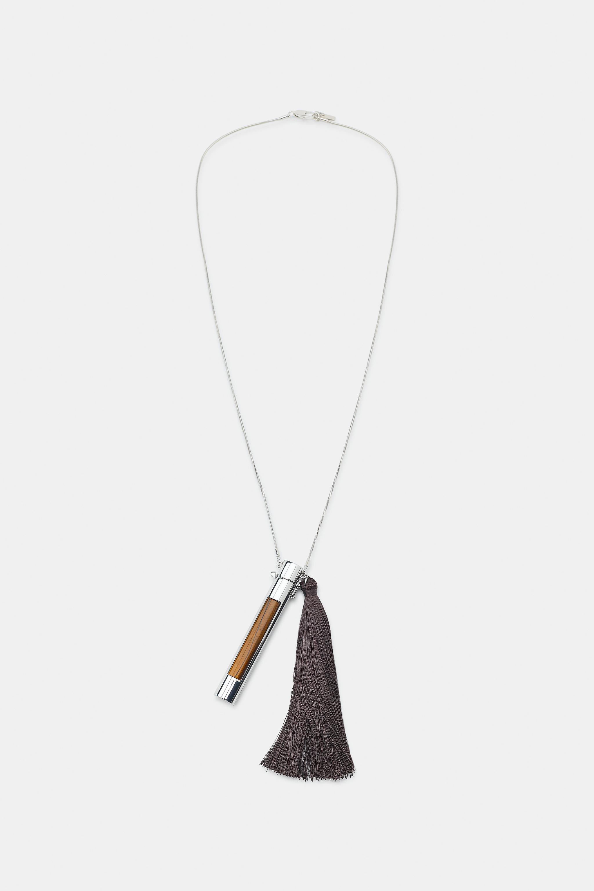 Metal Fringed Tube Necklace