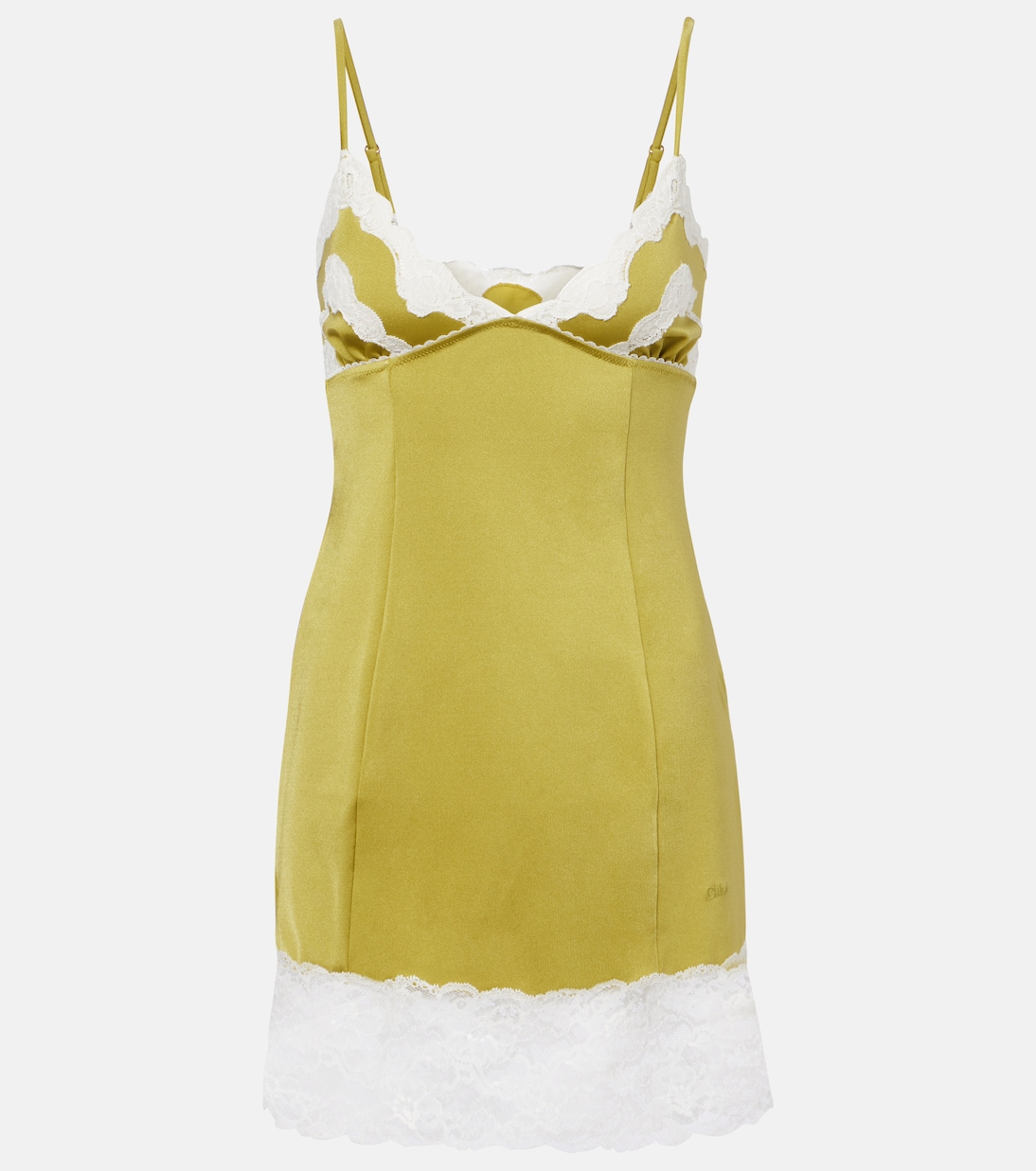 Lace-Trimmed Slip Dress in Yellow - Chloe
