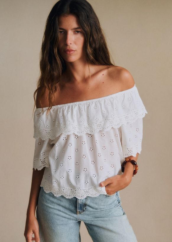 Tala Blouse - Ecru With Petal Embroidery - Organic Cotton - S&amp;eacute;zane