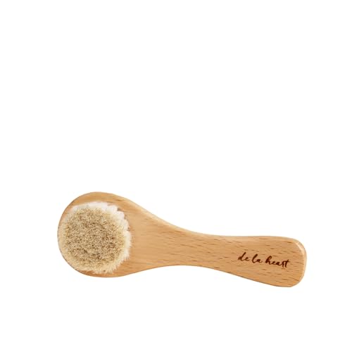 De La Heart Facial Dry Brush | Gentle Exfoliating Face Brush for Smooth &amp;amp; Glowing Skin | Promotes Circulation, Lymphatic Drainage &amp;amp; Skin Renewal | Natural Bristles With Wooden Handle