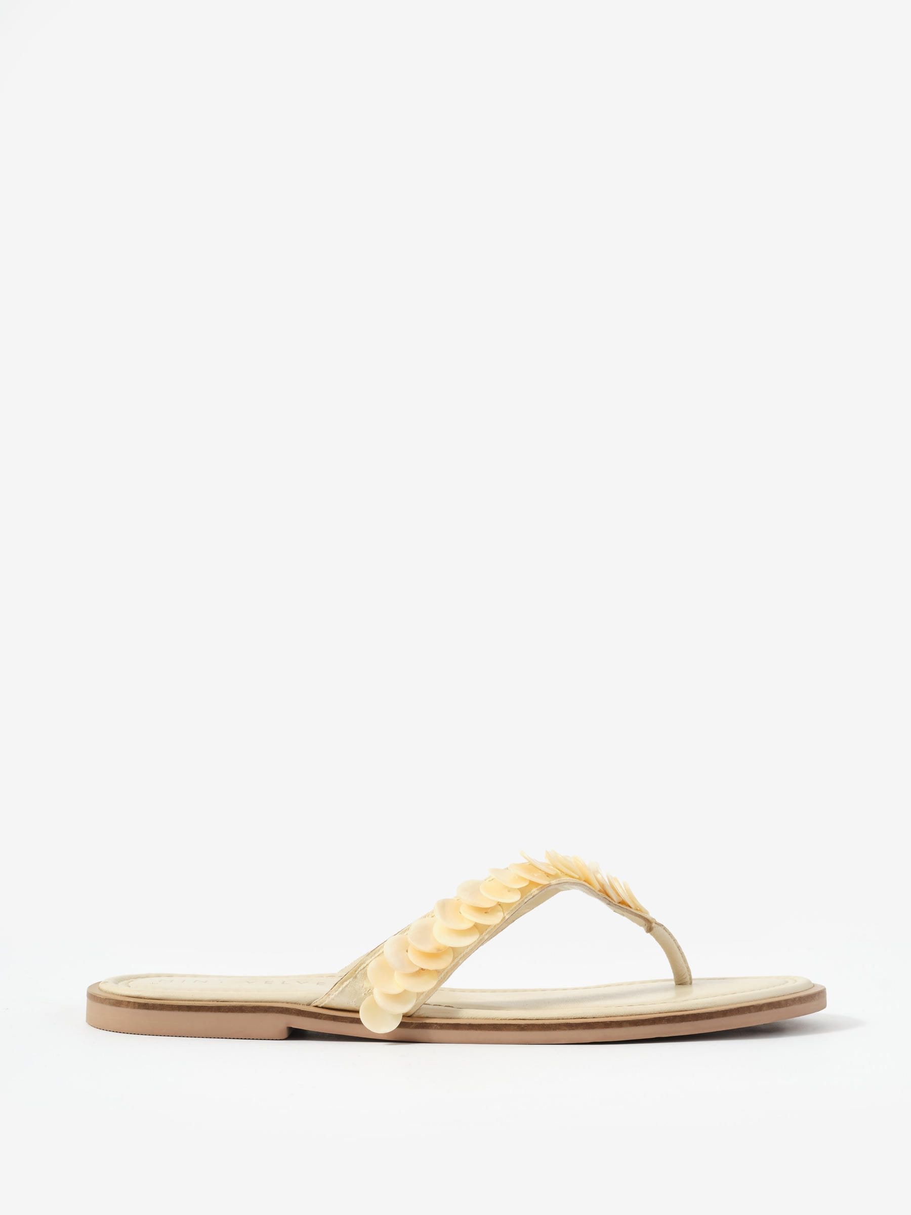 Mint Velvet Cream Freya Detail Flip Flop Sandals