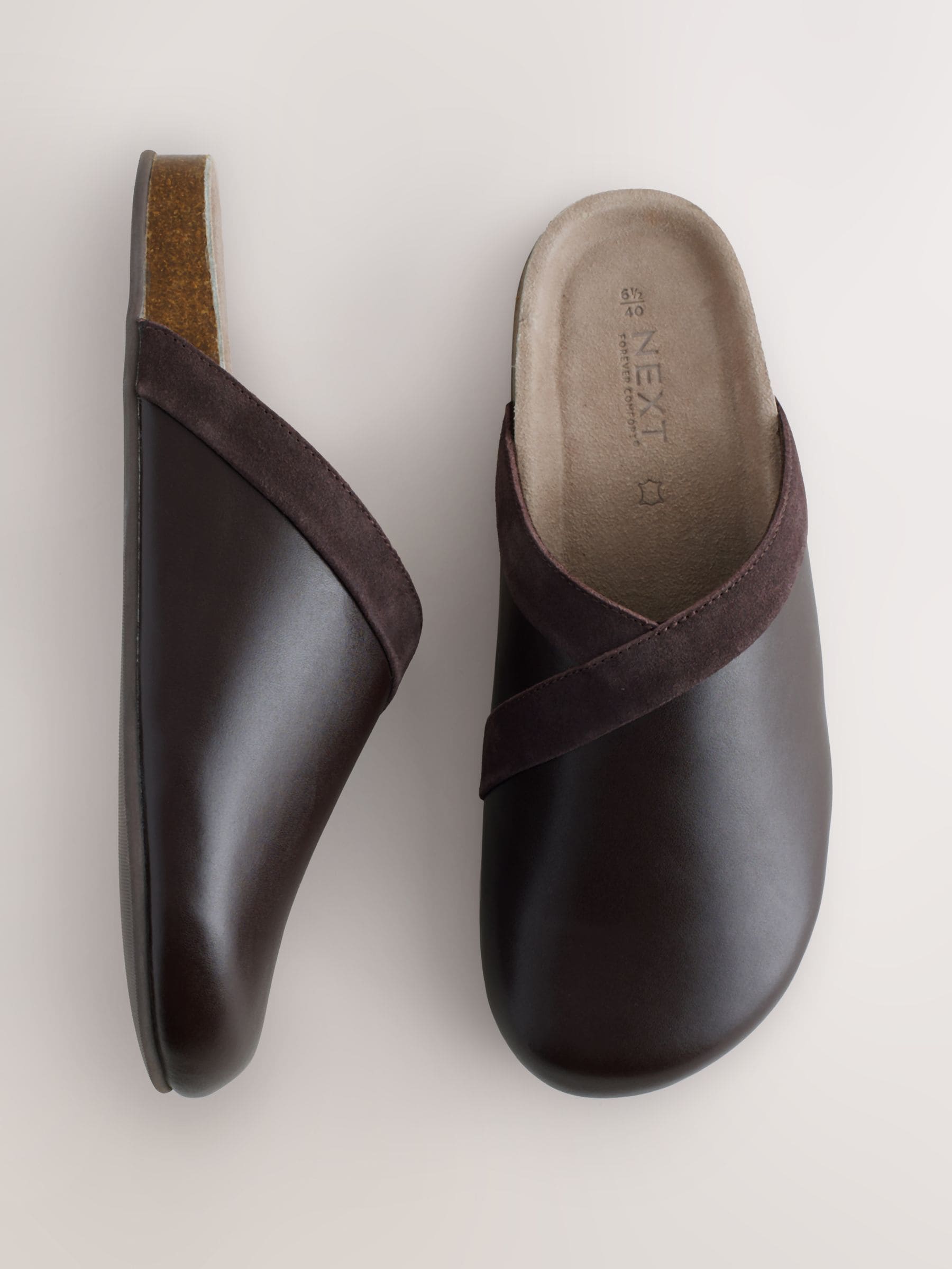 Chocolate Brown Forever Comfort&amp;reg; Leather Clean Footbed Clogs
