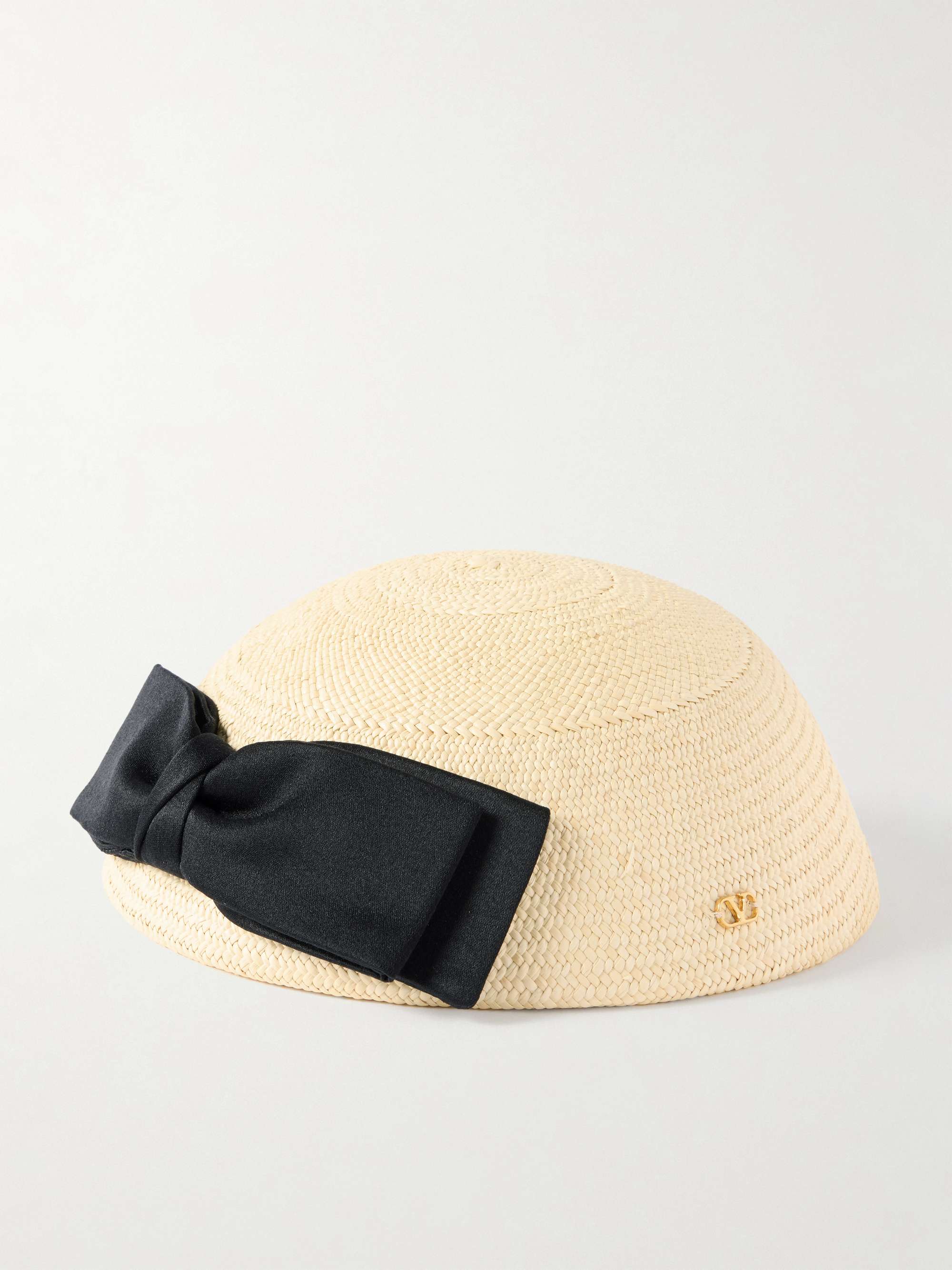 Bow-Detailed Raffia Hat