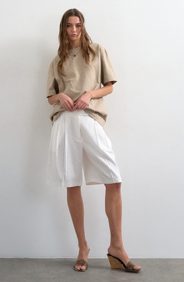 Linen Blend Bermuda Shorts