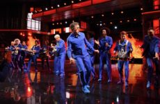 Stephen Colbert Joins David Byrne for Performance of "Burning Down the House"