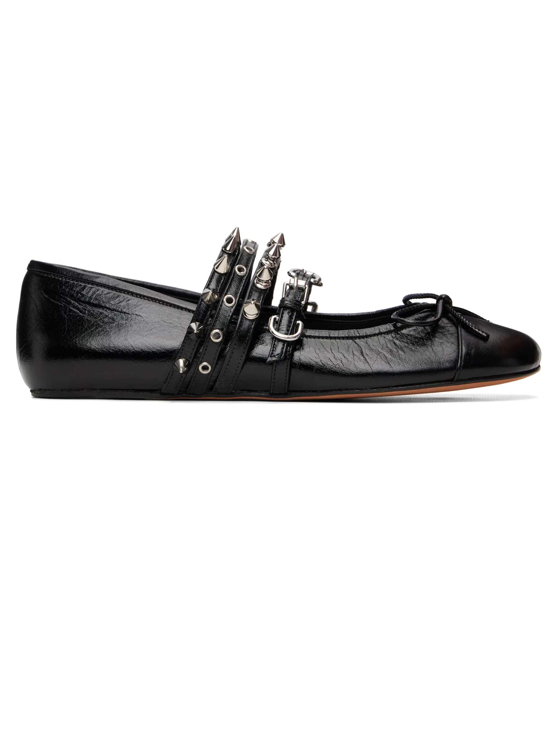 Black Spike Ballerina Flats