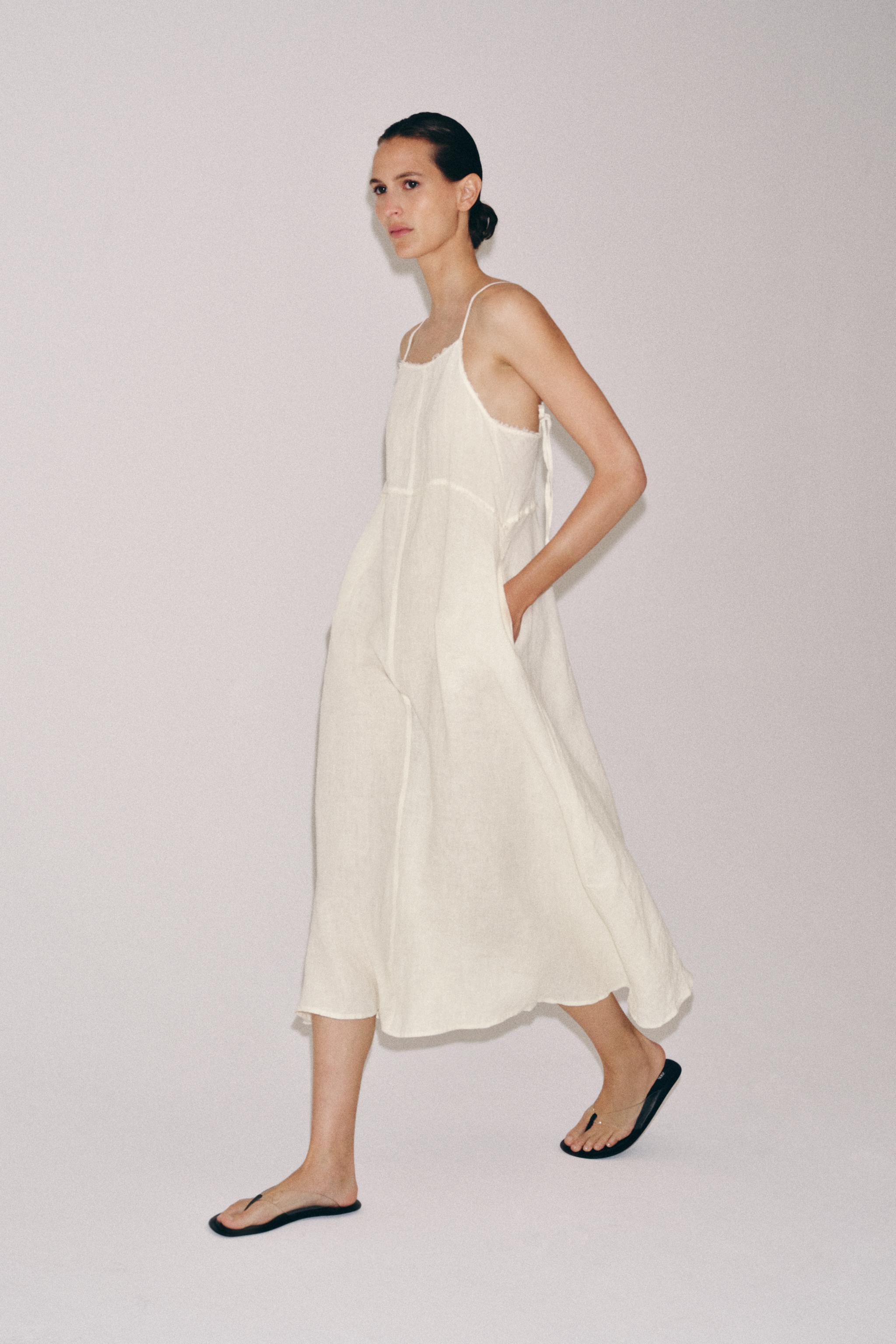 Zw Collection 100% Linen Midi Dress