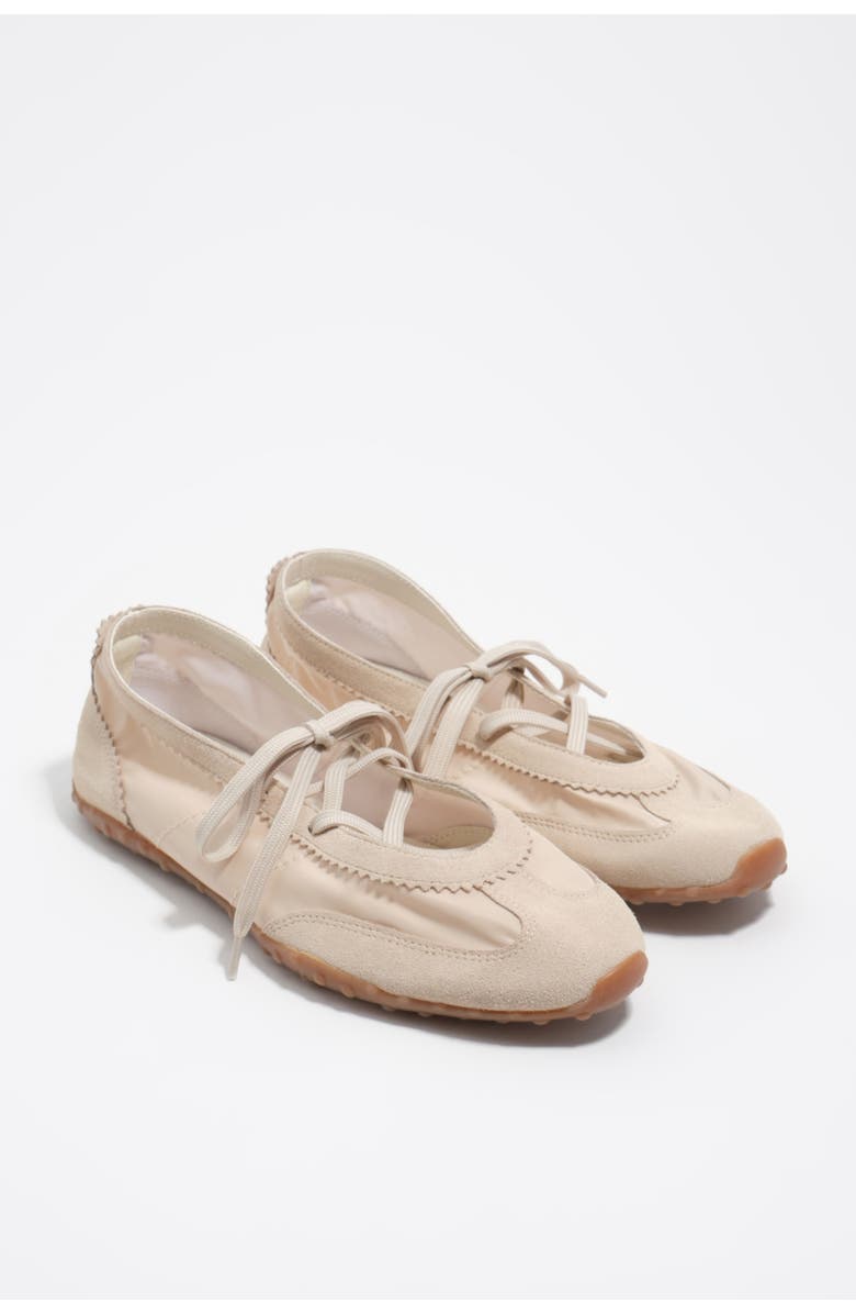 Bone-Colored Suede and Nylon 13 10 Sporty Ballerina