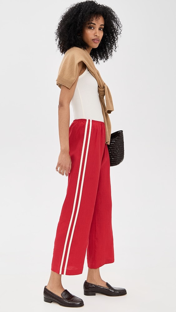 Donni. the Linen Stripe Crop Racer Pants