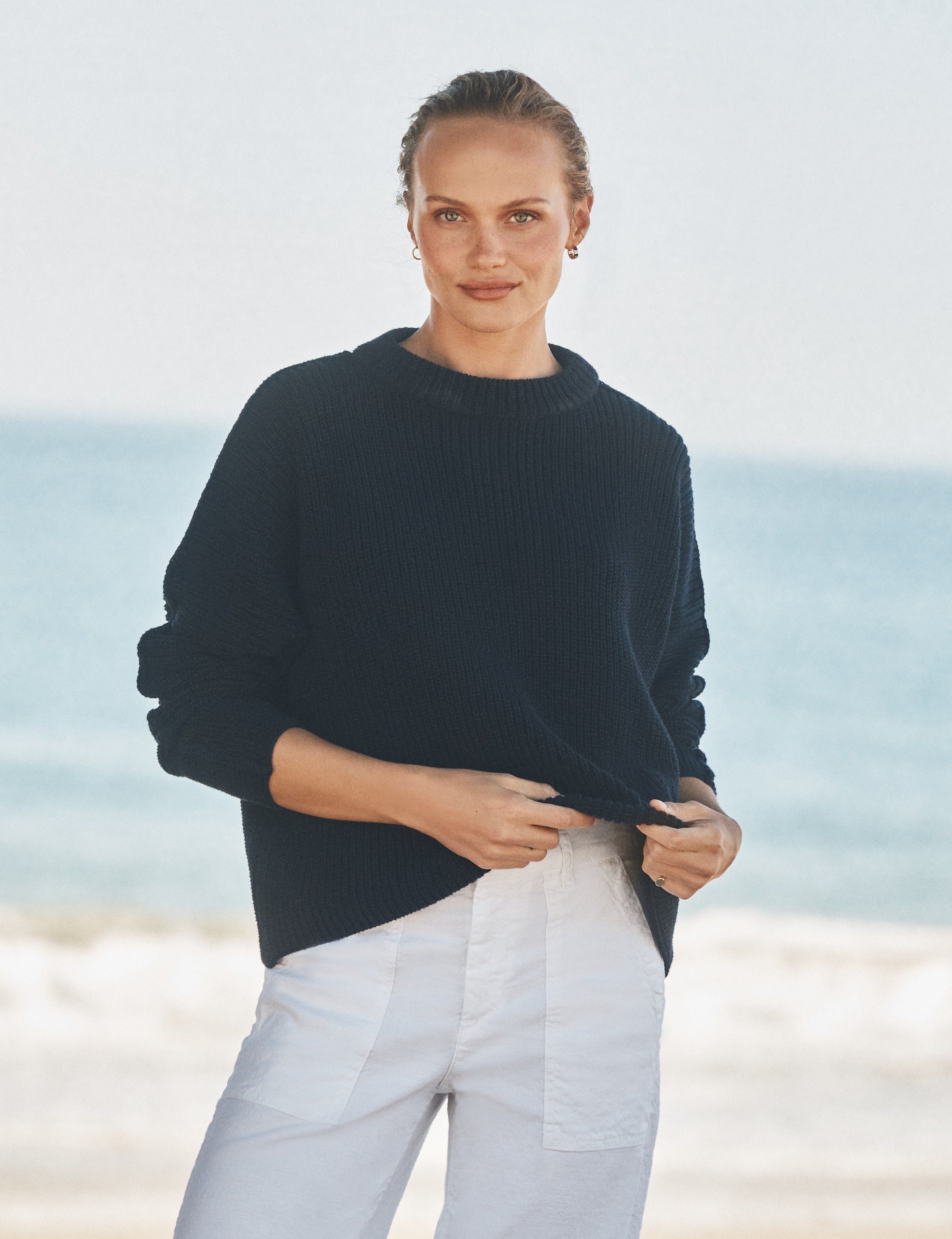 Montecito Sweater Marine, Pure Italian Cotton