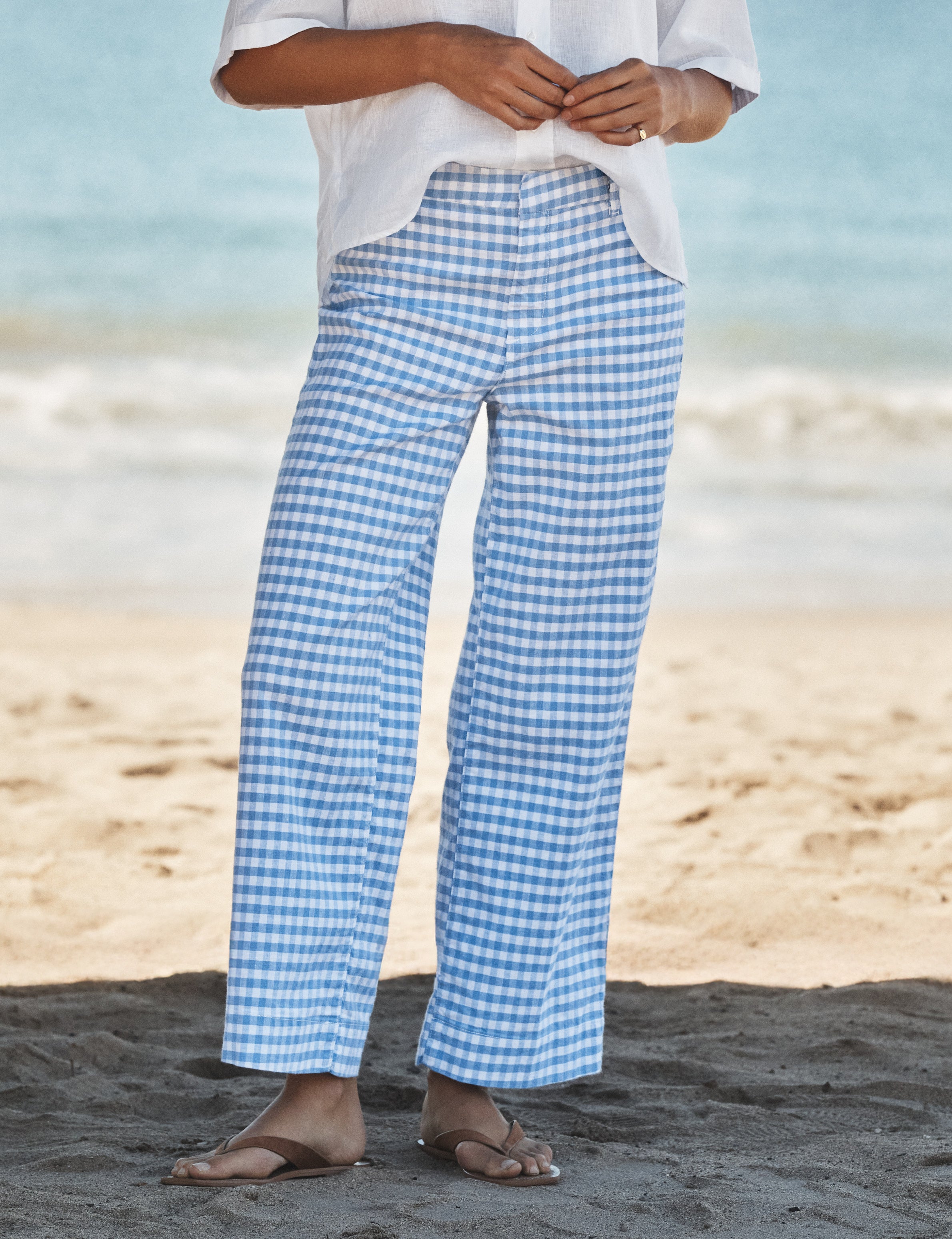 Wexford Blue Gingham, Italian Performance Linen