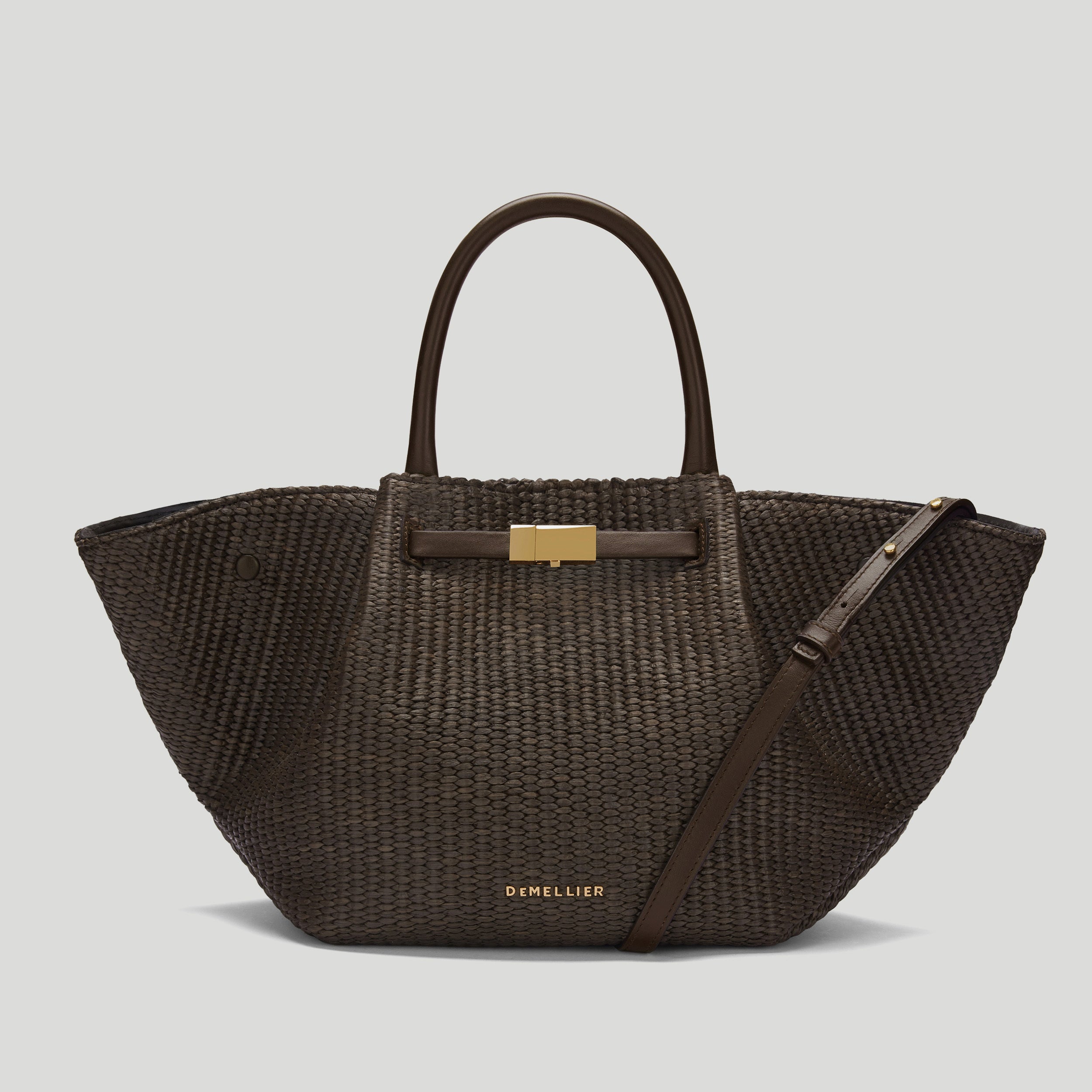 The Midi New York | Espresso Raffia &amp;amp; Espresso Smooth | Demellier