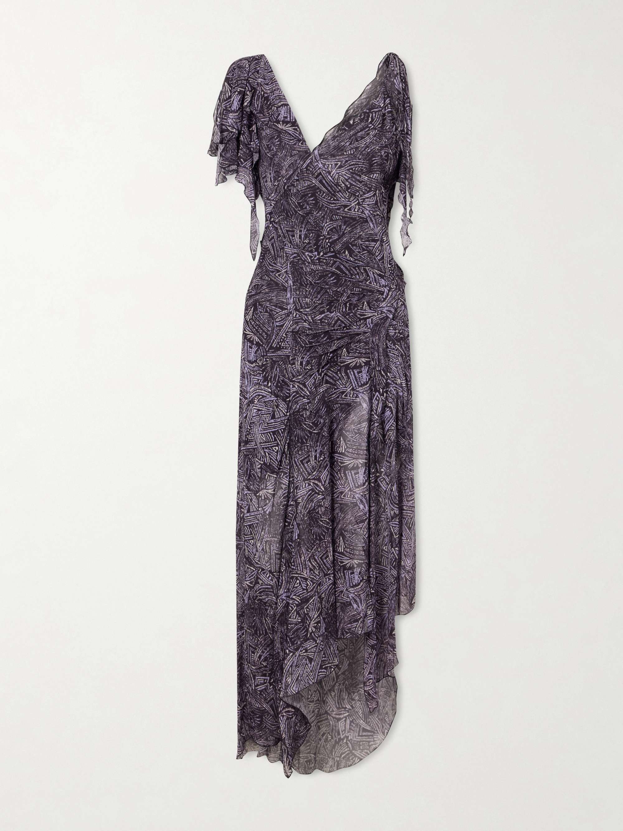 Tylena Ruffled Printed Silk Georgette Midi Dress