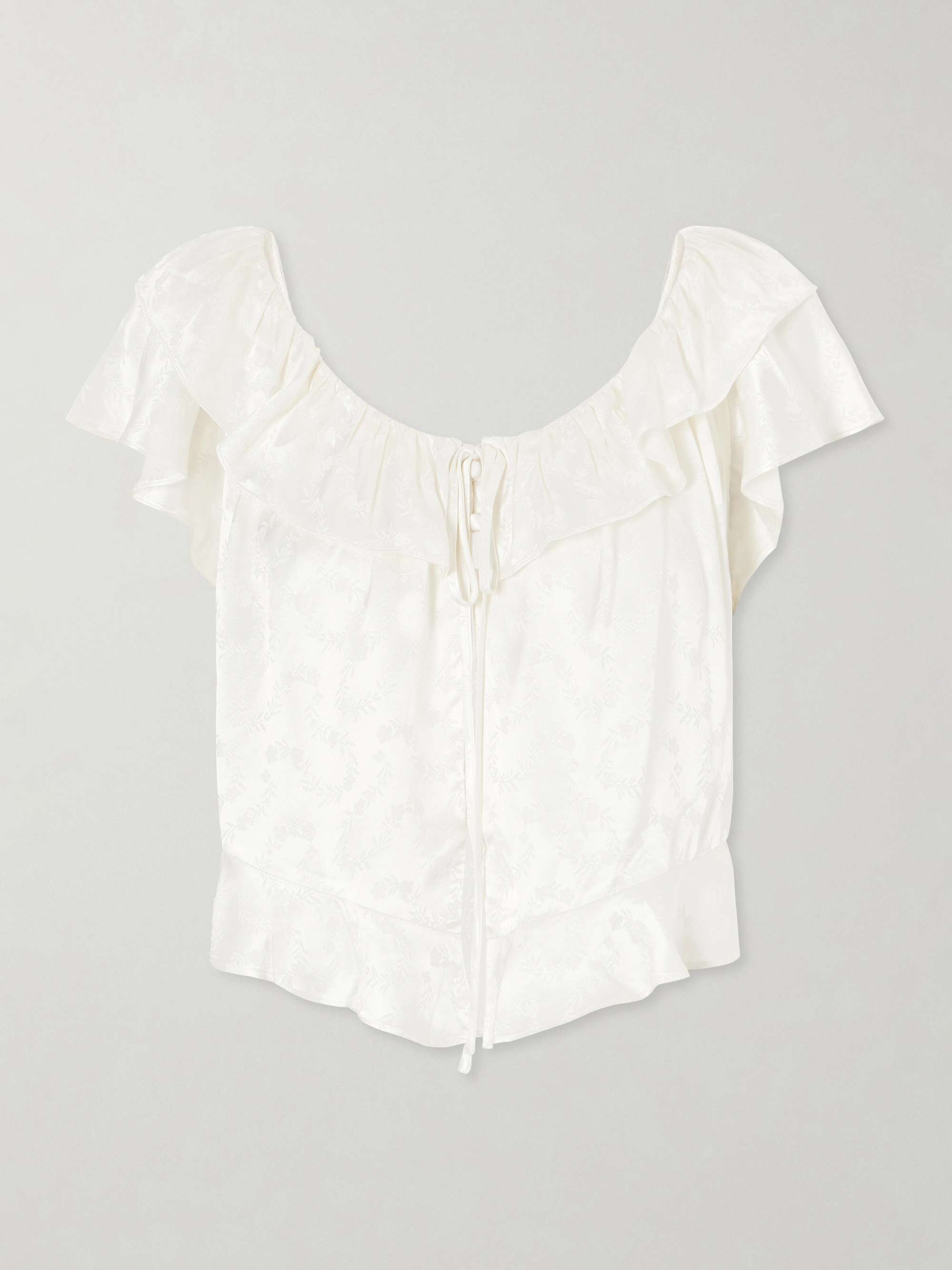 Floriette Ruffled Satin-Jacquard Blouse