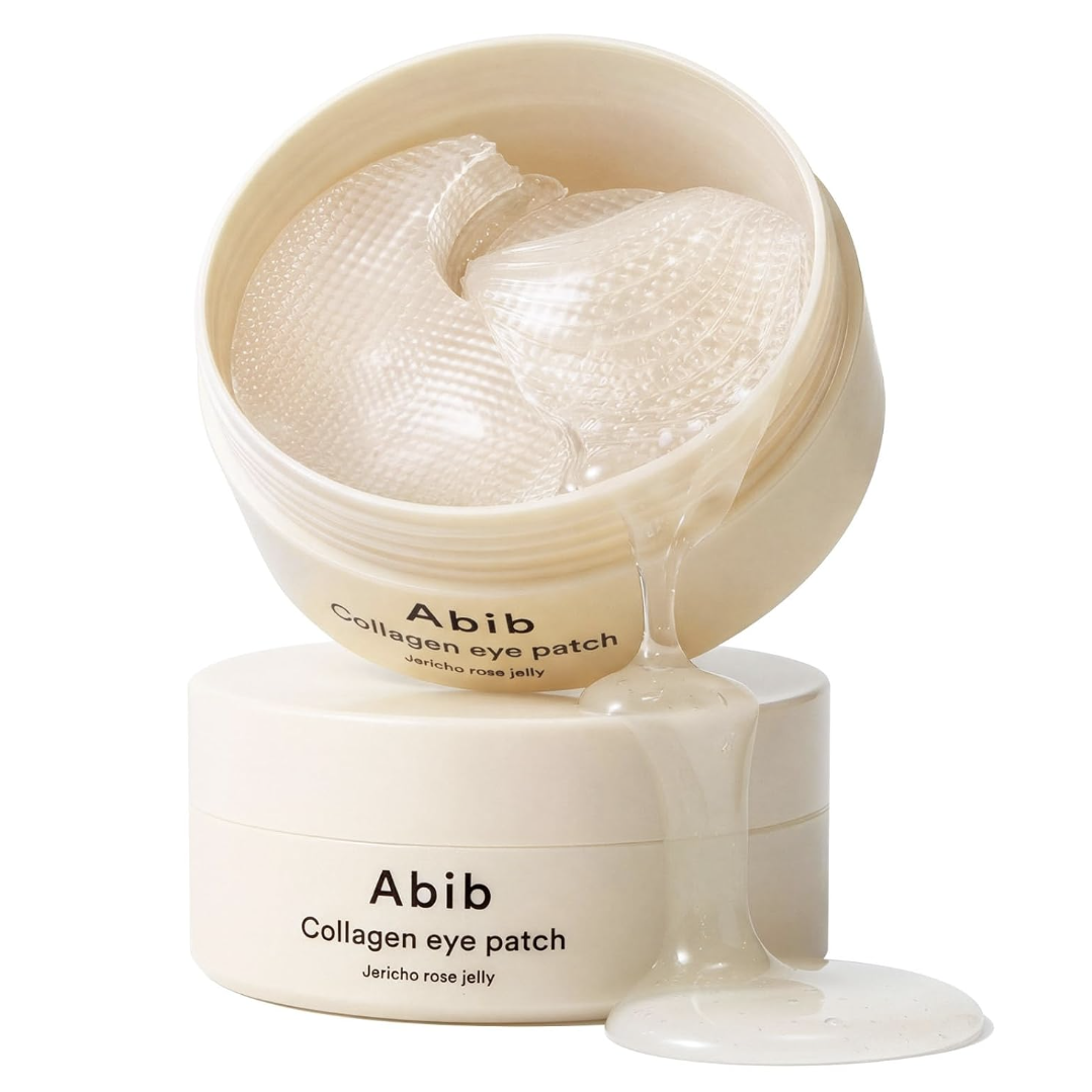 Abib Vegan Collagen Eye Patches for Wrinkles &amp;amp; Fine Line With Jericho Rose Jelly &amp;amp; Peptides, 60 Count, Korean Skin Care
