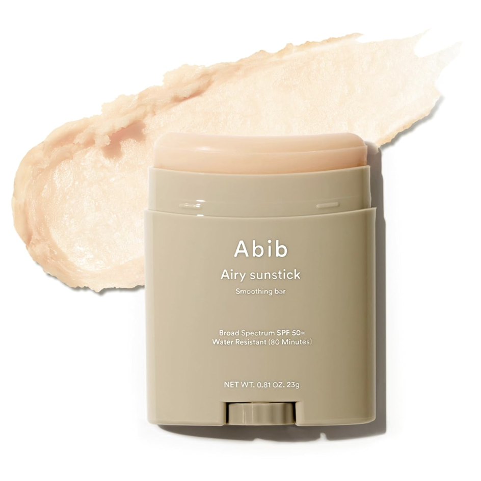 Abib Airy Sunstick Protection Bar Spf50+ Broad Spectrum, Semi-Matte Sunscreen Stick for Oily &amp;amp; Combination Skin, No White Cast, Water-Resistant, Korean Sunscreen, 0.81 Oz / 23 G