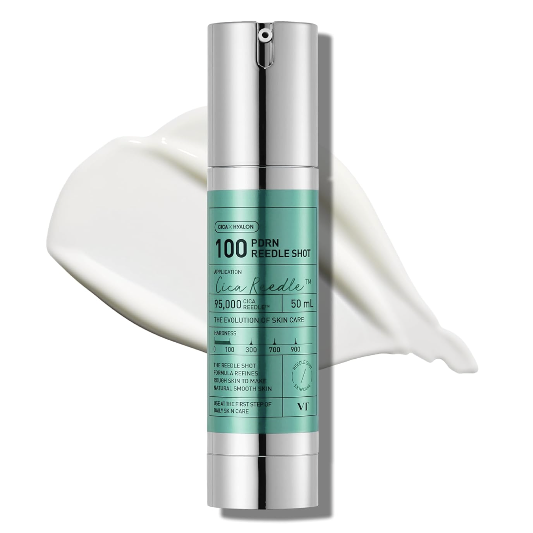 Vt Cosmetics Pdrn Reedle Shot 100 Serum With Vegan Pdrn, Centella Asiatica &amp;amp; Spicule Microneedling Formula, Korean Skin Booster, 1.69 Fl Oz(50ml)