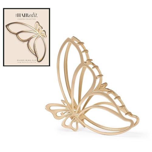 The Hair Edit Gilded Wing Clip &amp;ndash; Large Chic Gold Metal Hair Clip for Women, Hair Accessory for Styling &amp;amp; Everyday Wear, Clip for Medium,thick or Curly Hair, Ideal Gift for Women, Perfect for Updos