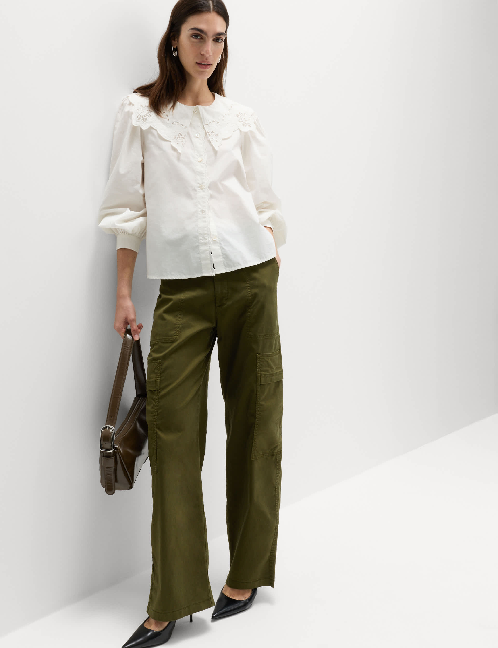 Lyocell Rich Cargo Wide Leg Trousers