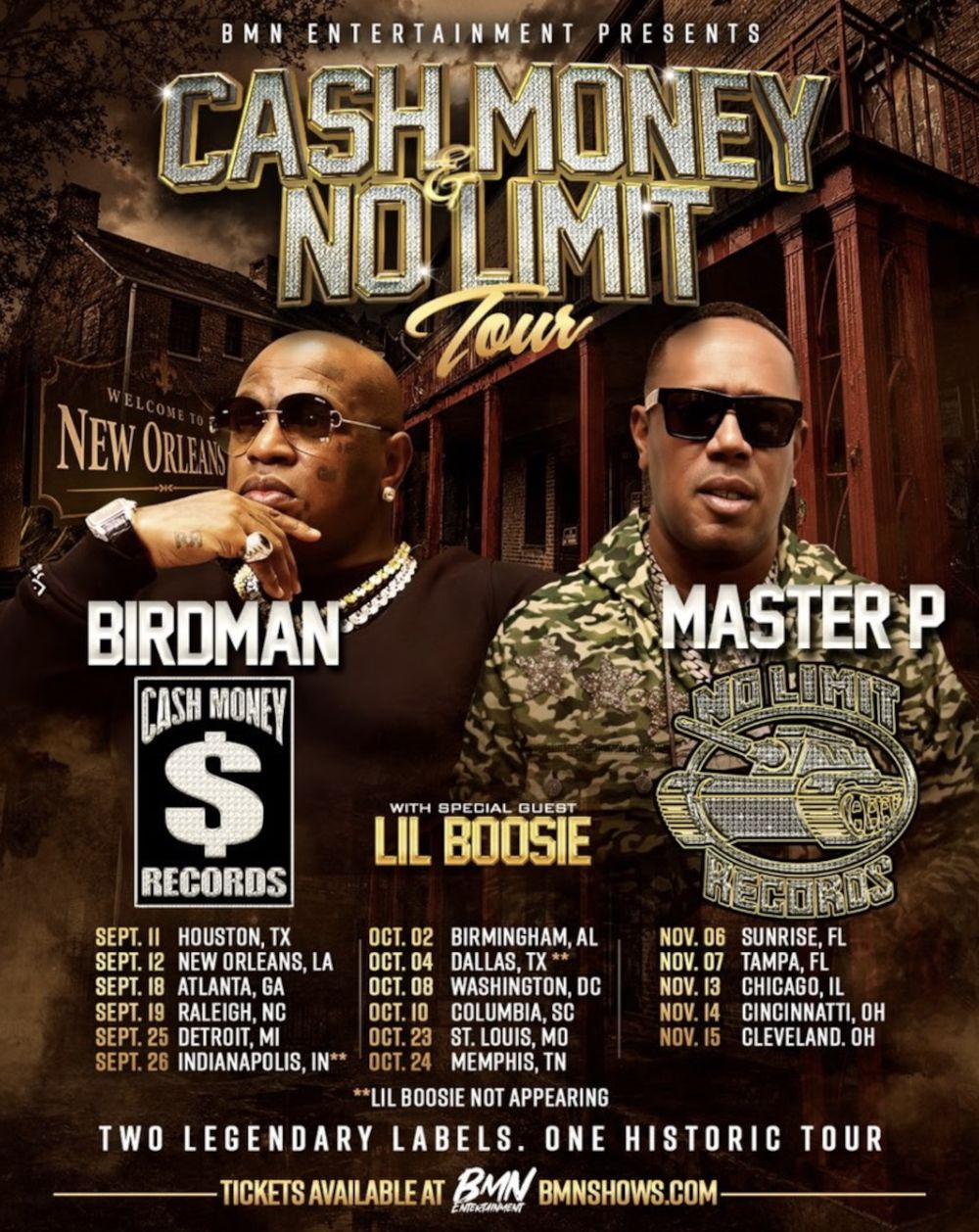 Cash Money and No Limit tour poster