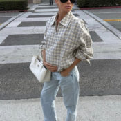 Celebs in Their 30s Are Styling Low-Rise Baggy Jeans With This One Sandal Color Trend