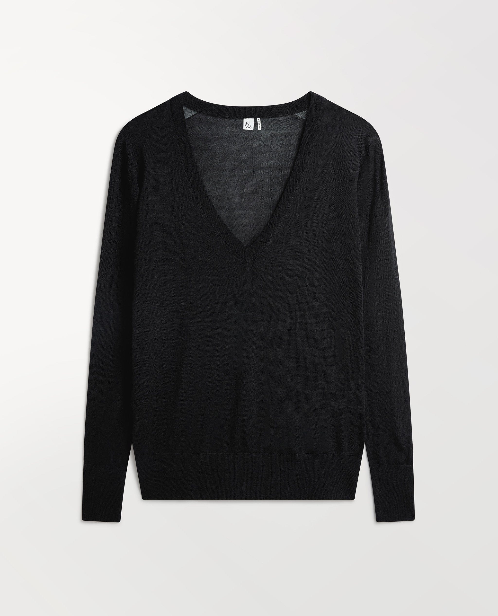Women's Superfine Merino V Neck Jumper - Black - Black / Xs