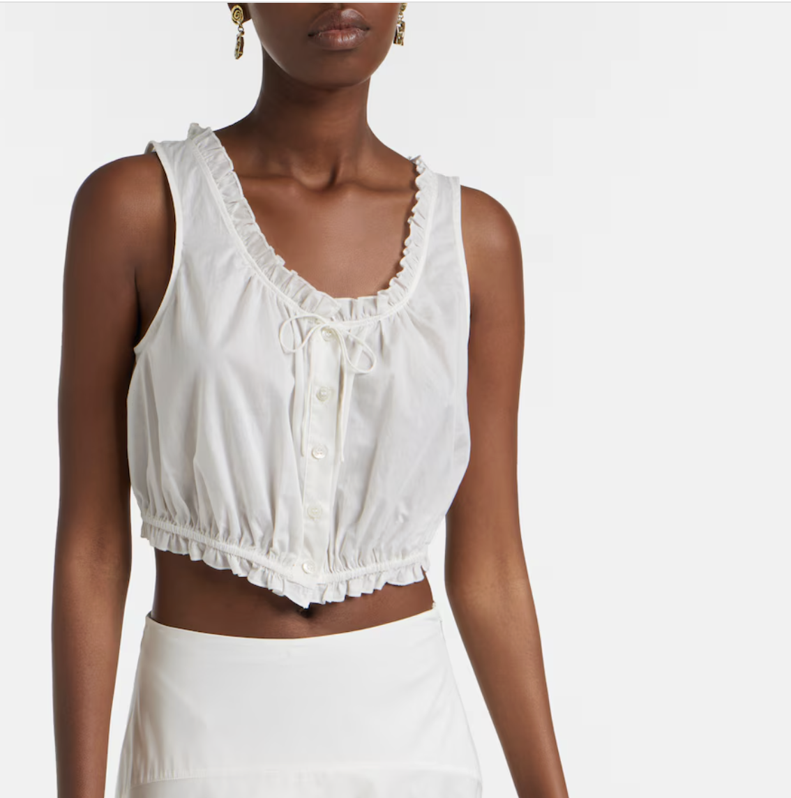 Staud, Sicilia lace-trimmed cotton voile top