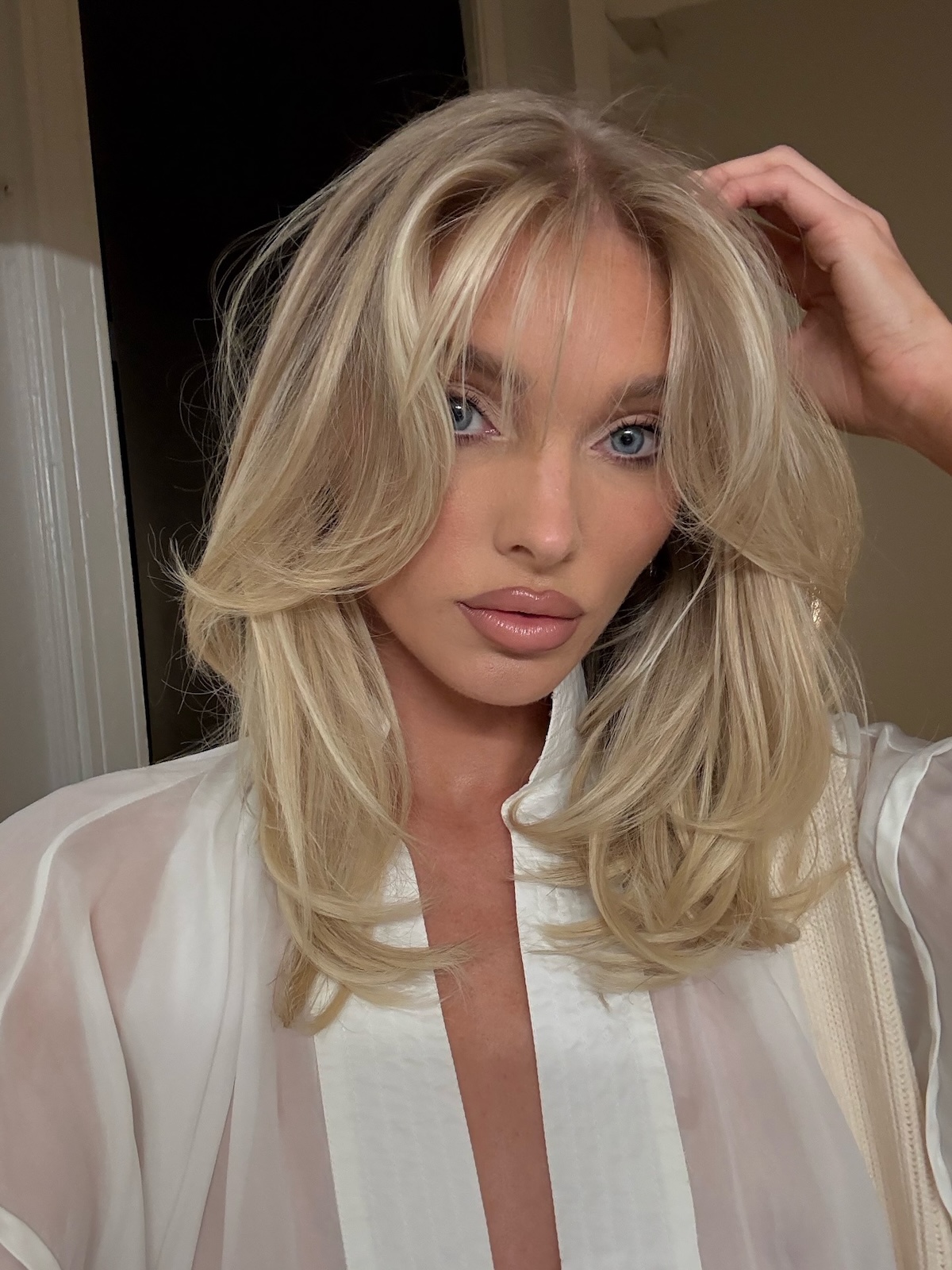 Elsa Hosk with soft, Scandinavian blonde hair