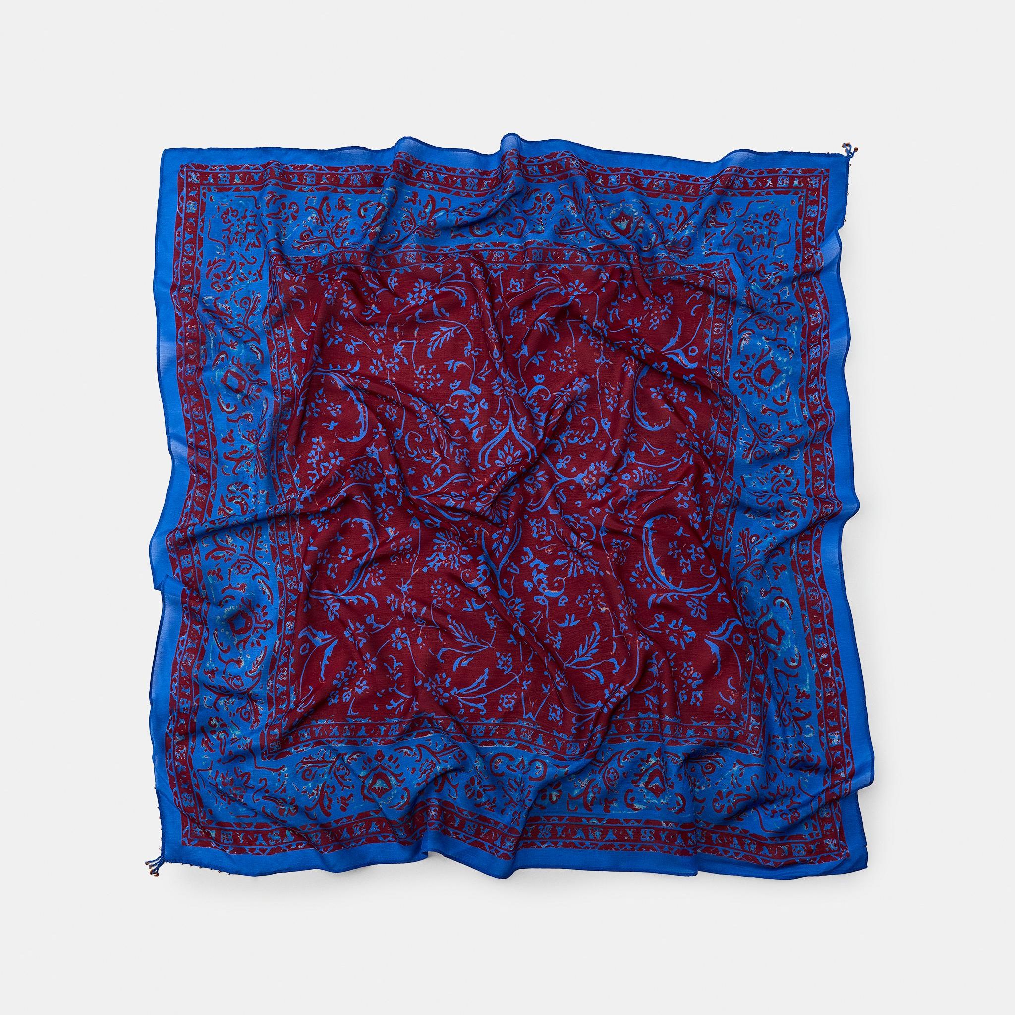 Beaded Viscose Silk Printed Scarf