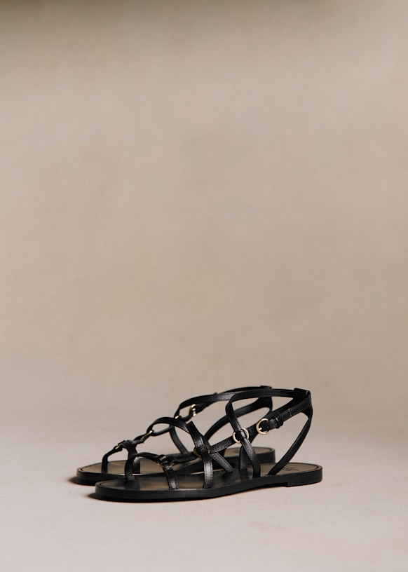 Inaya Low Sandals - Black Heritage Leather - Bovine Leather - S&amp;eacute;zane